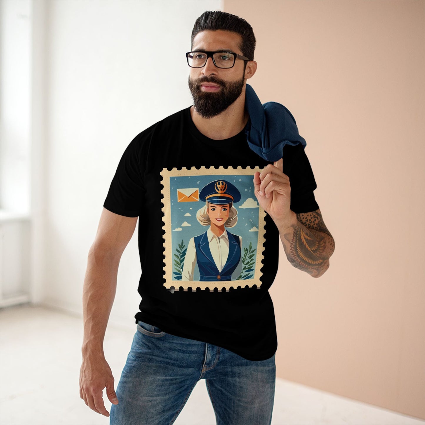 Stamp Shirt Postage Stamp Tee Unisex Premium Cotton Original Art Design Retro2Nova