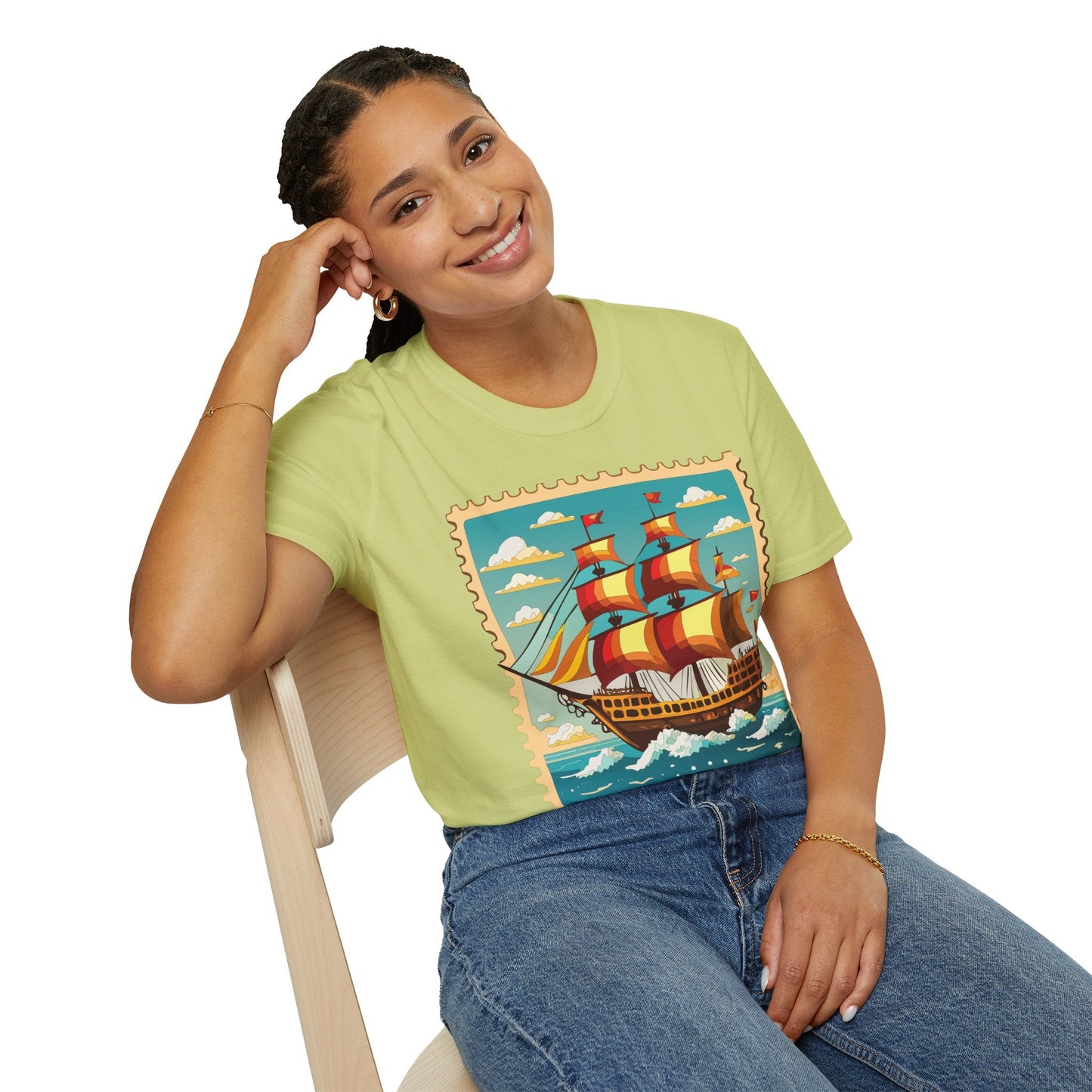 Unisex Softstyle Short Sleeve T Shirt Gildan 64000 Ring Spun Cotton Vessel Ship Frigate Tee