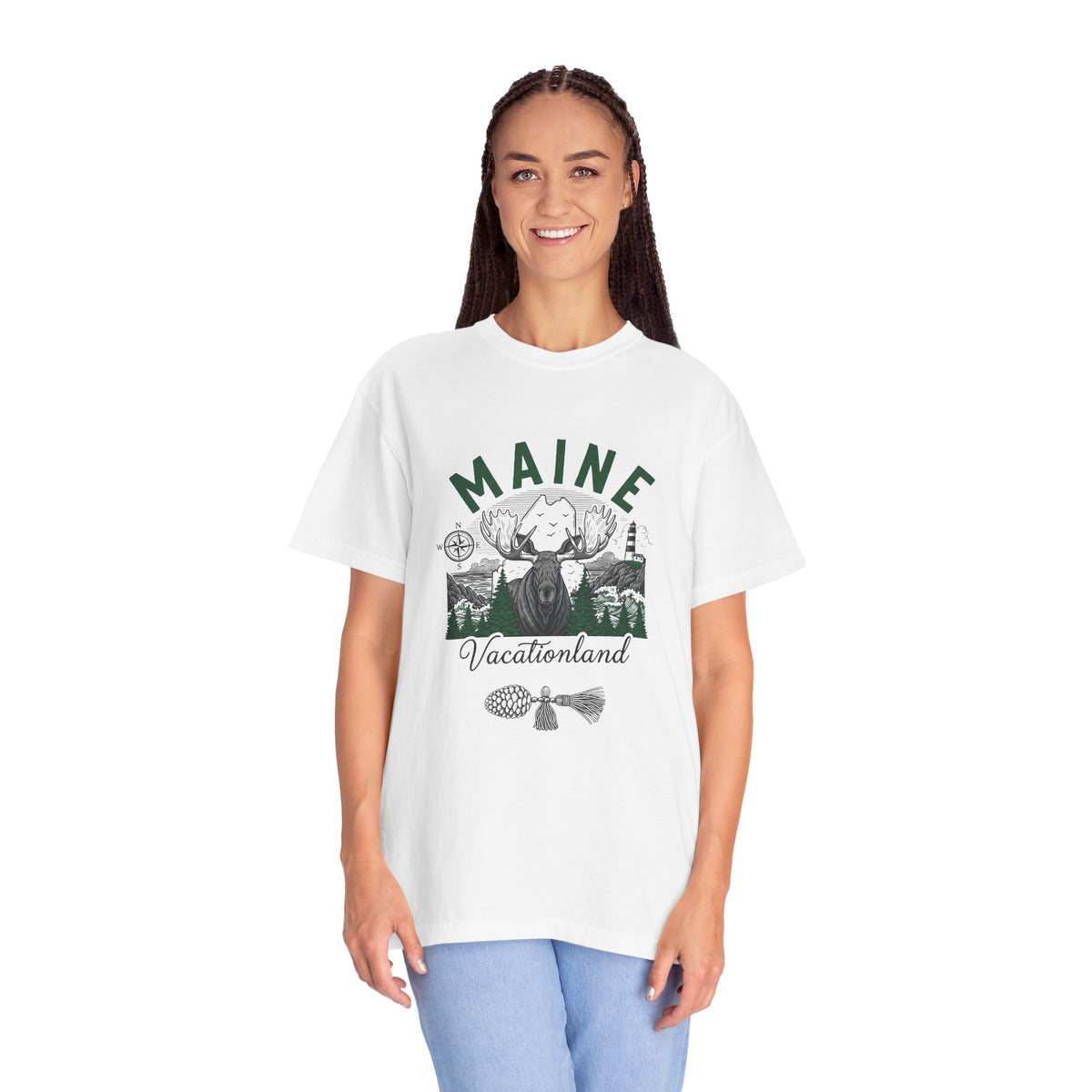 Maine State Travel Tourist Graphic Gift Tee Unisex 100 Cotton Comfort Colors T-Shirt