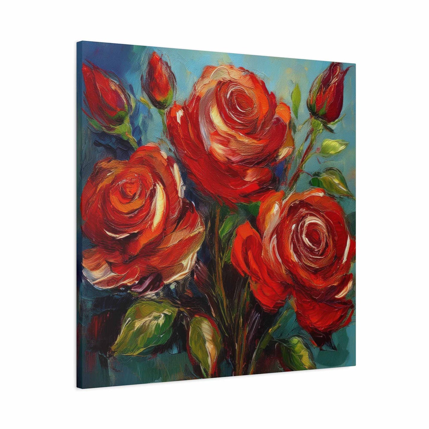Red Roses Print Canvas, Roses Oil Paint Print 20x20, 24x24, 30x30, 32x32, 36x36, Floral Art Design Print Non-Frame MC-23