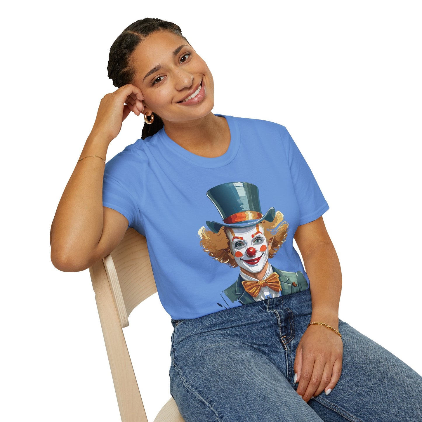 Funny Clown Shirt Unisex T Shirt Circus Style Tee With Scary Man Artwork Gildan 64000