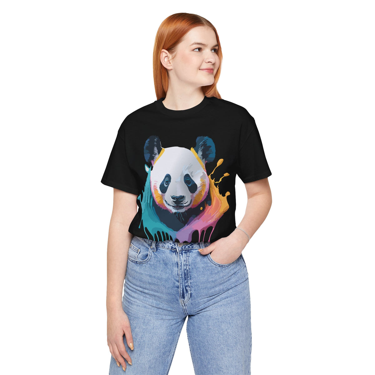 Panda Graphic Unisex Cotton Bella+Canvas Tee with Art Animal Design e54