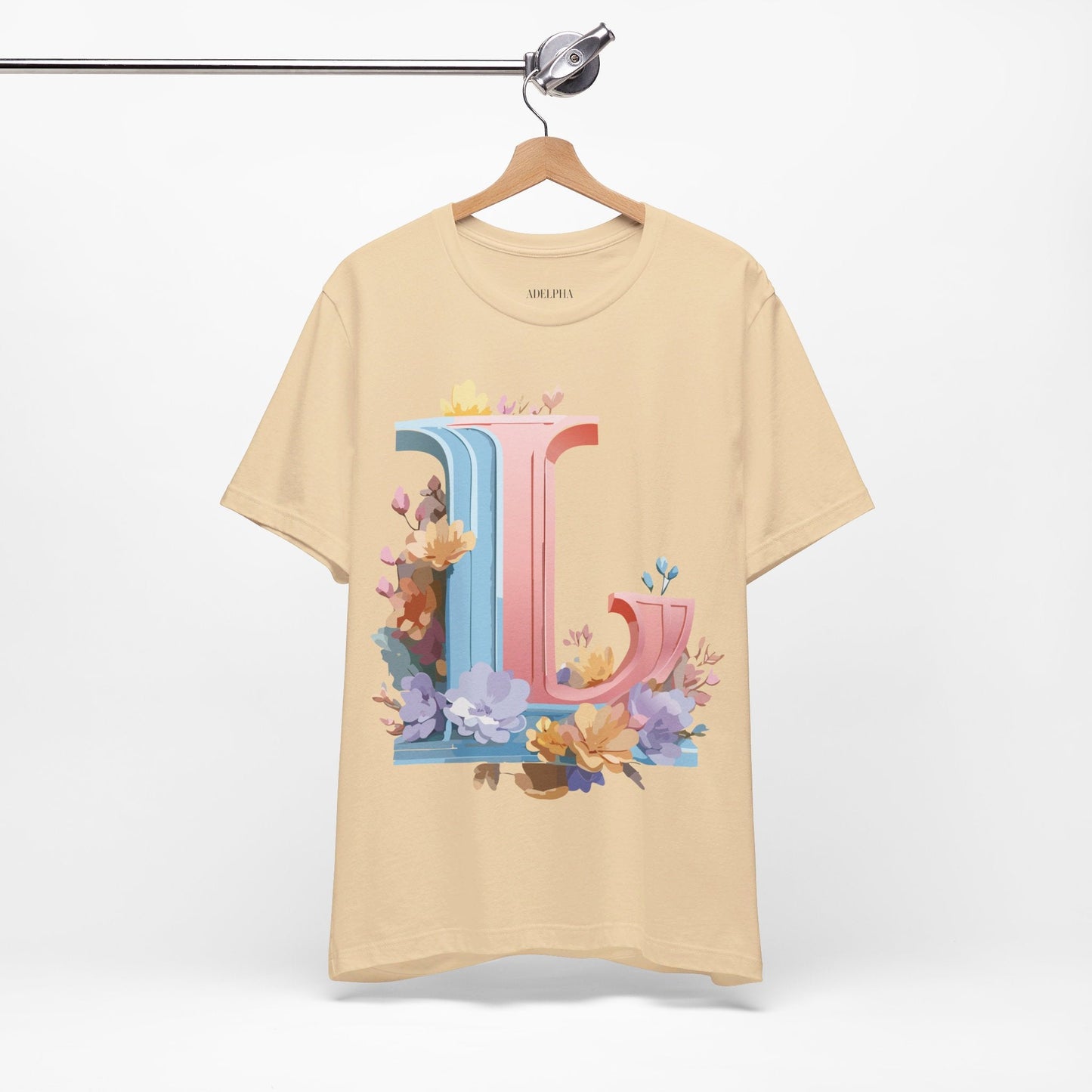 Letter L Shirt Graphic Tee Unisex Short Sleeve Vintage Inspired Artwork Adelpha Premium