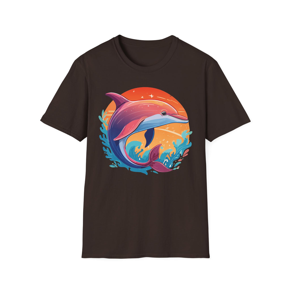 Sunset Dolphin Tee | Colorful Ocean Illustration Shirt