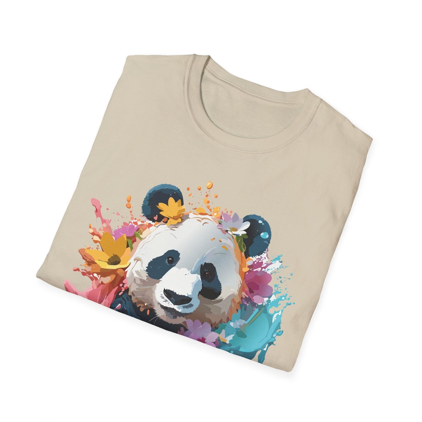 Unisex Panda Shirt Softstyle Tee 100 Percent Ring Spun Cotton Casual Animal Print