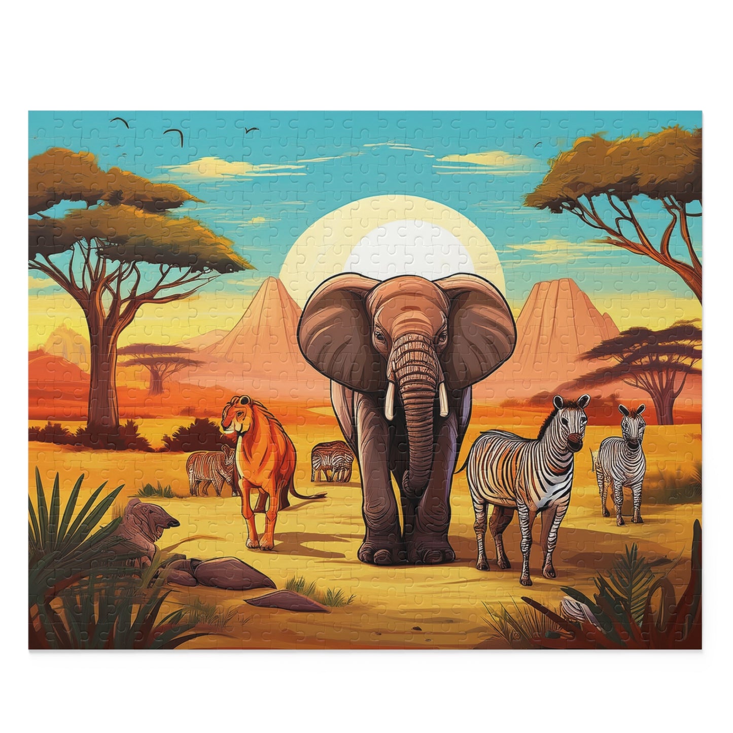 Animals on Safari Puzzle 500-Chipboard Pieces in Box | Kids Puzzles Size: 16" x 20",  Ages 9+ and Family pn42