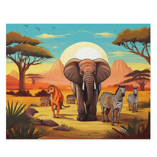 Animals on Safari Puzzle 500-Chipboard Pieces in Box | Kids Puzzles Size: 16" x 20",  Ages 9+ and Family pn42