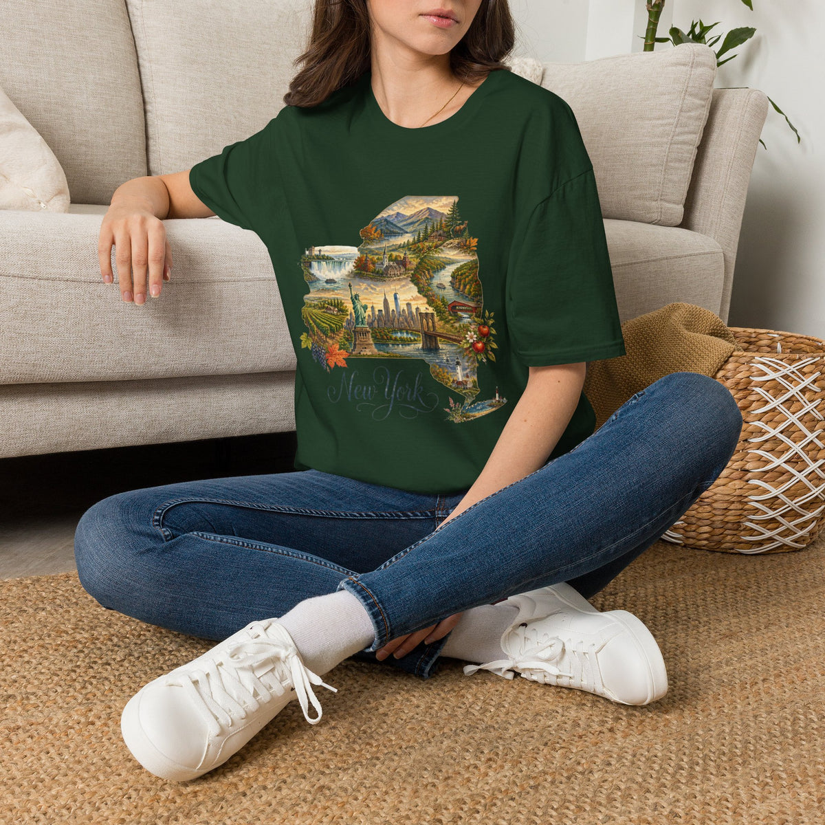 New York State Travel Tourist Graphic Design Unisex 100 Cotton Gildan T-Shirt
