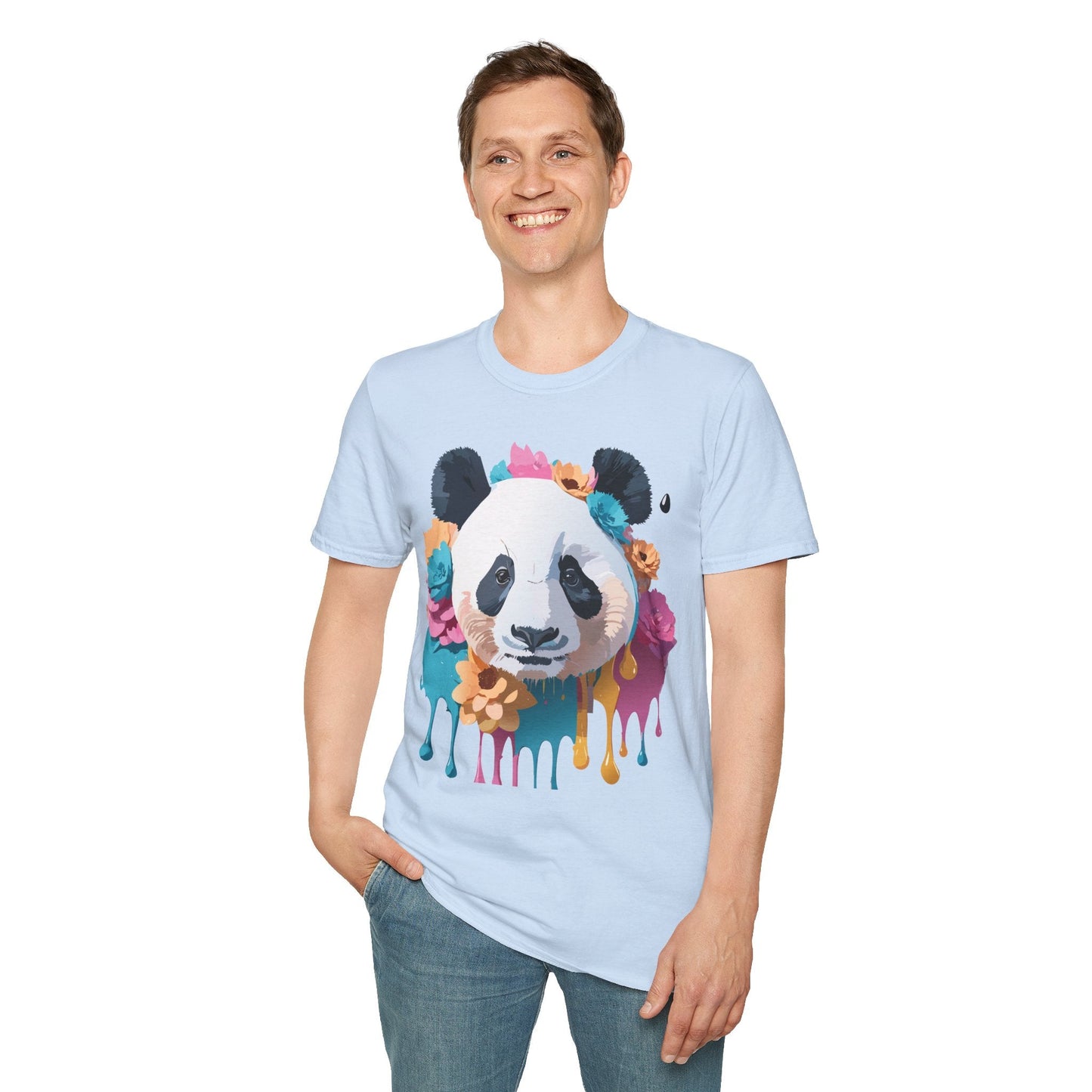 Unisex Panda Shirt Softstyle Cotton Tee For Everyday Wear With Cute Animal Print