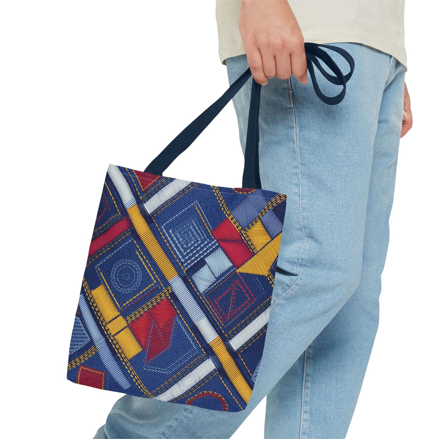 Denim Fabric Imitation Print Unisex Canvas Bag Poly Spun 3 Sizes Tote Bag 189-5