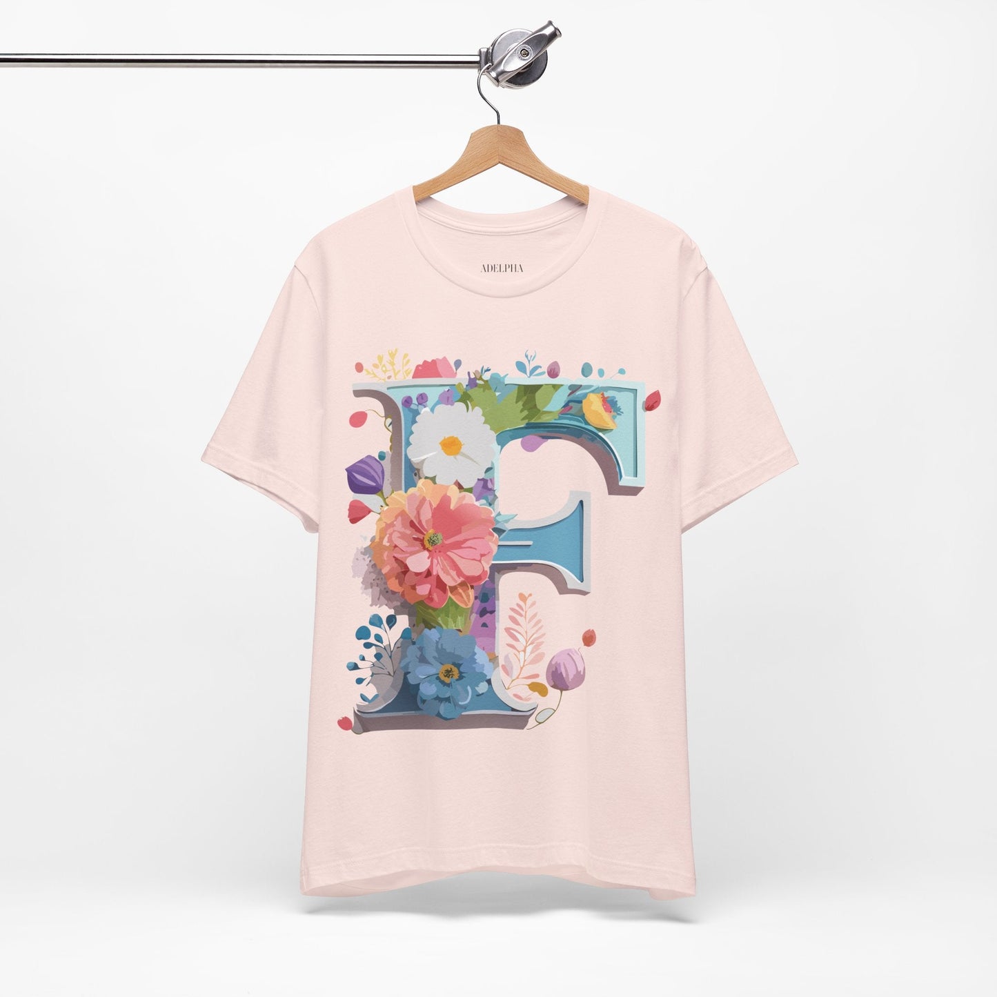 Letter F Shirt Unisex Graphic Tee Vintage Inspired Artwork By Adelpha Short Sleeve