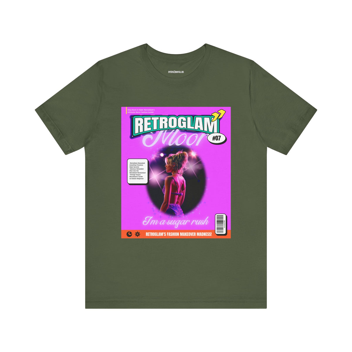 Magazine Cover Graphic Unisex Cotton Bella+Canvas Tee with Retro Poster ab27