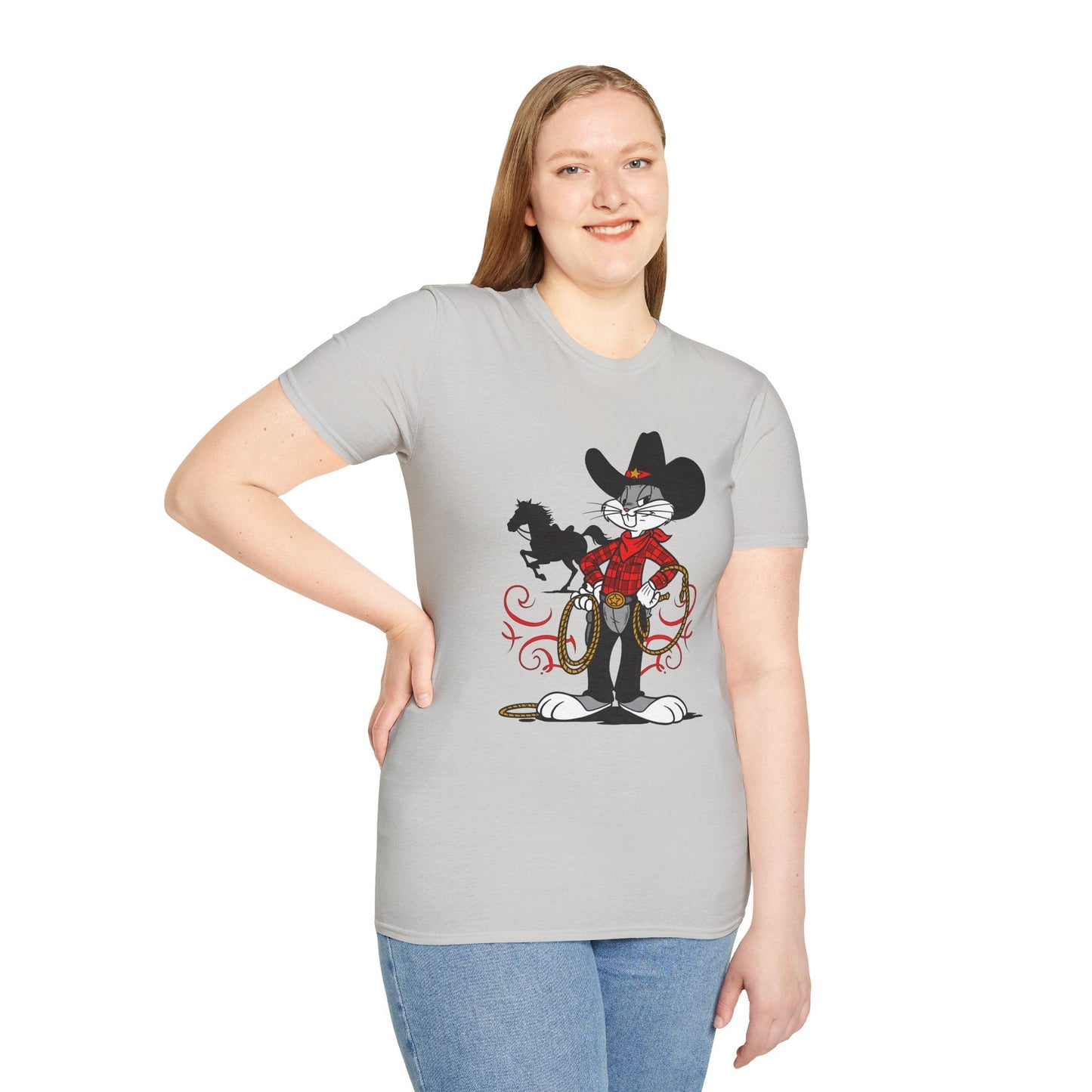 Cartoon Bunny Graphic Unisex Cotton Animal Animation Artwork Design Tee 1