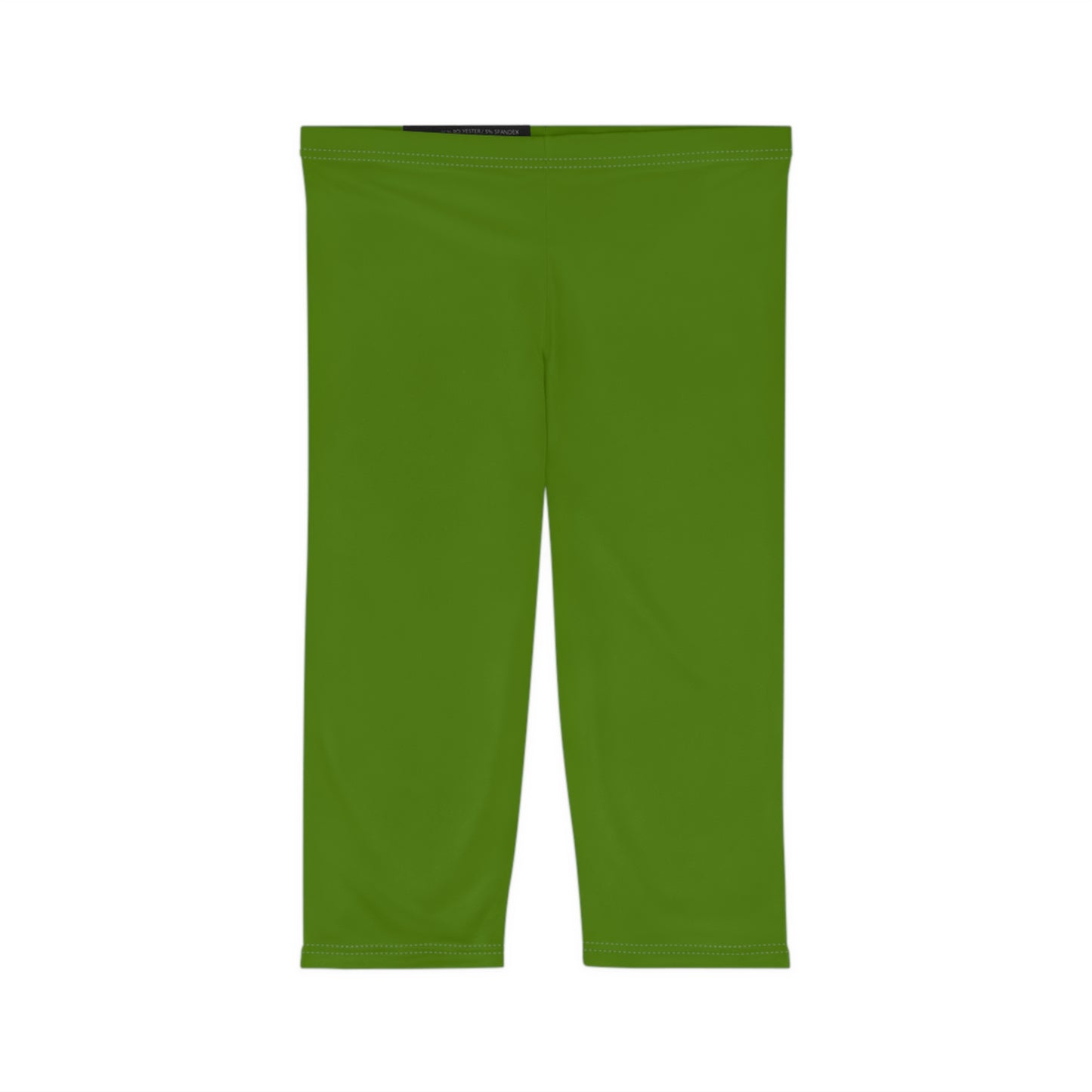 Forest Moss Color Women's Brushed Suede Poly Span Casual Capri Leggings XS-2XL