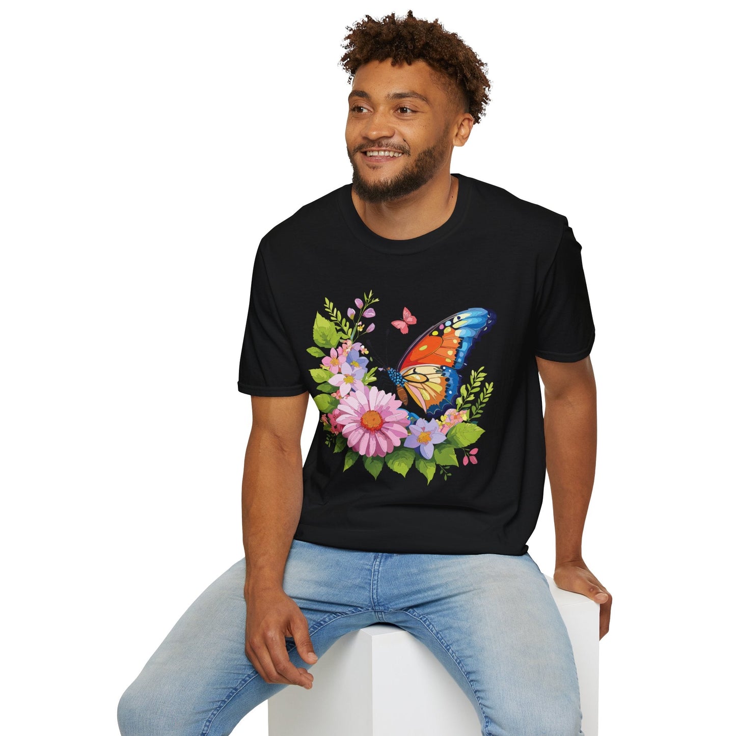Butterfly T Shirt Unisex Short Sleeve Gildan Softstyle 64000 Monarch Butterfly Design Graphic