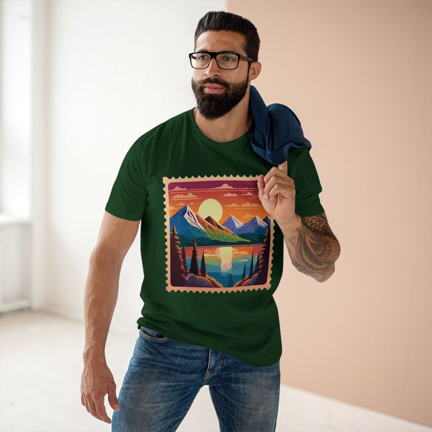 Postage Stamp Shirt Unisex Original Art Design Cotton Tee PS17 Retro2Nova Premium Cotton Staple Tee