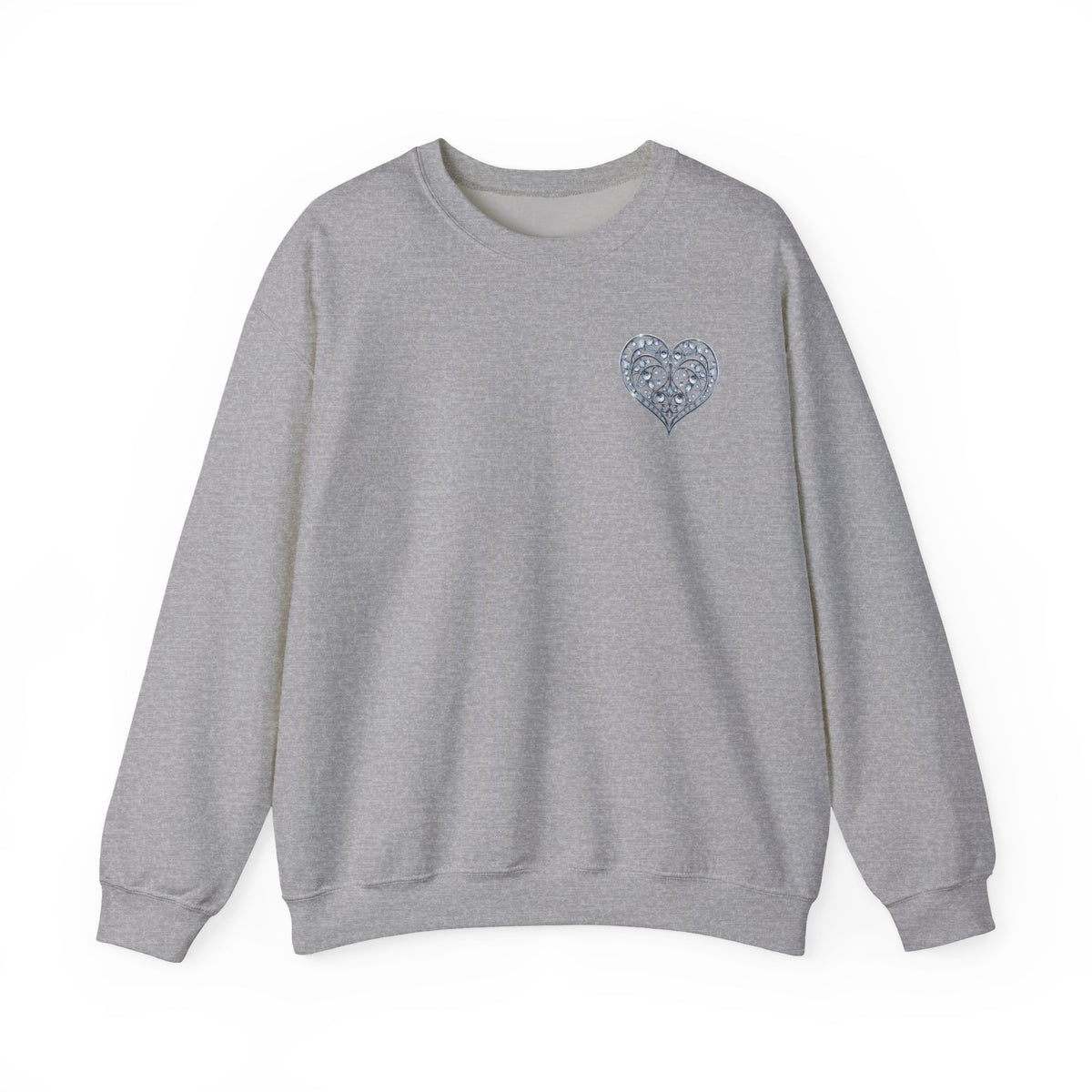 Small Crystal Heart Graphic Valentine's Day Sweatshirt Unisex 50/50 Cotton-Poly Sweatshirt w76