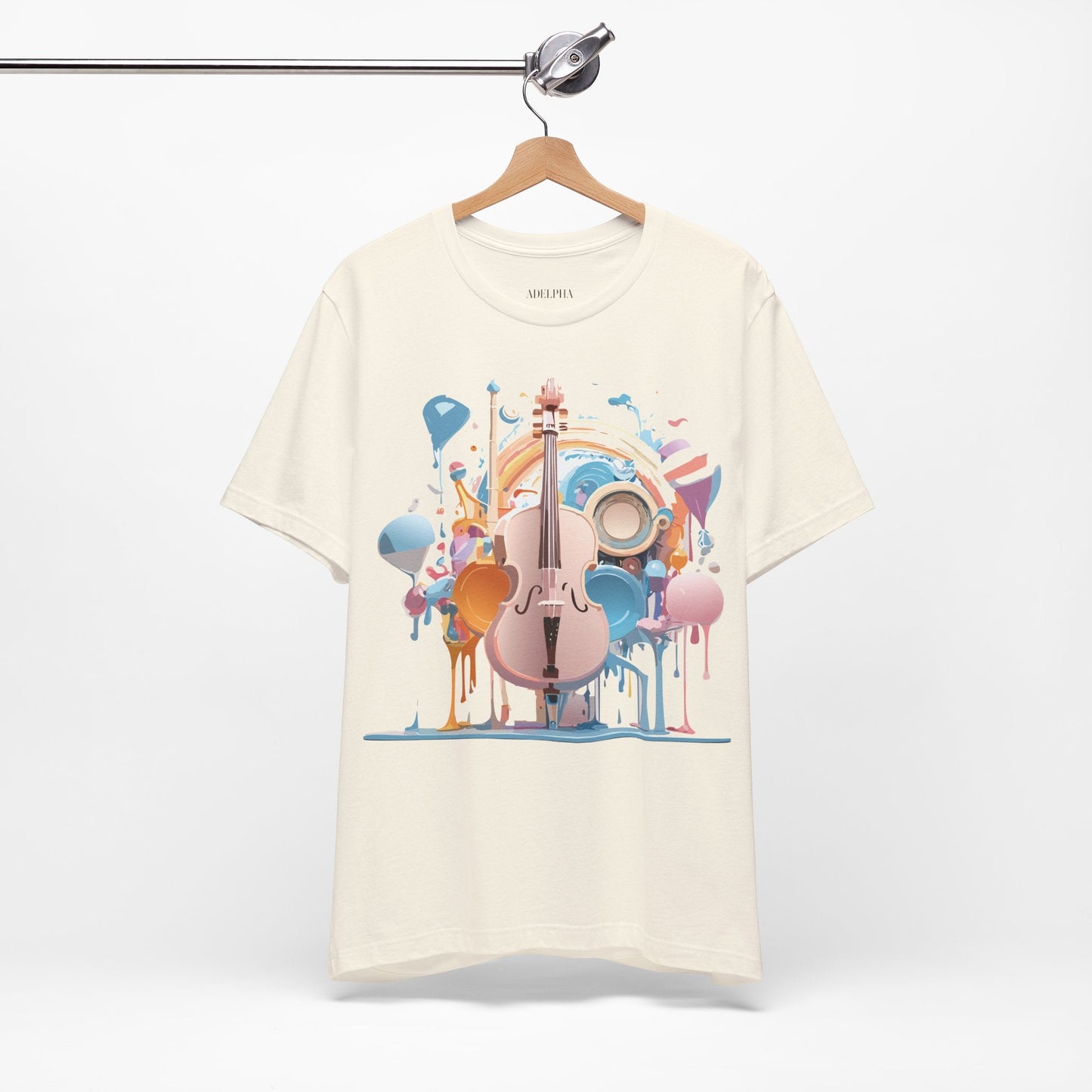 Music Graphic Unisex 100 Cotton Vintage Art with Musical Elements Tee 80