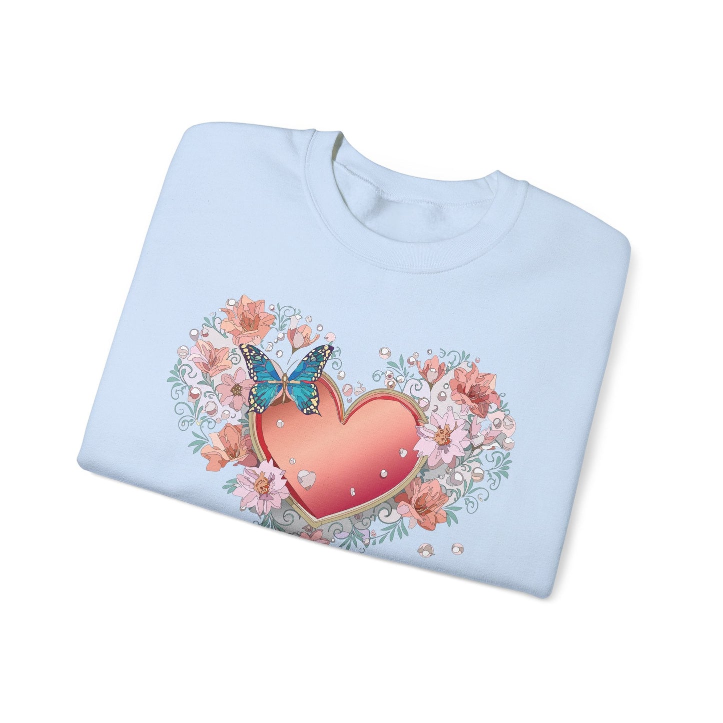 Unisex Floral Heart Sweatshirt With Love Graphic For Valentines Day Gift Cozy Winter Wear