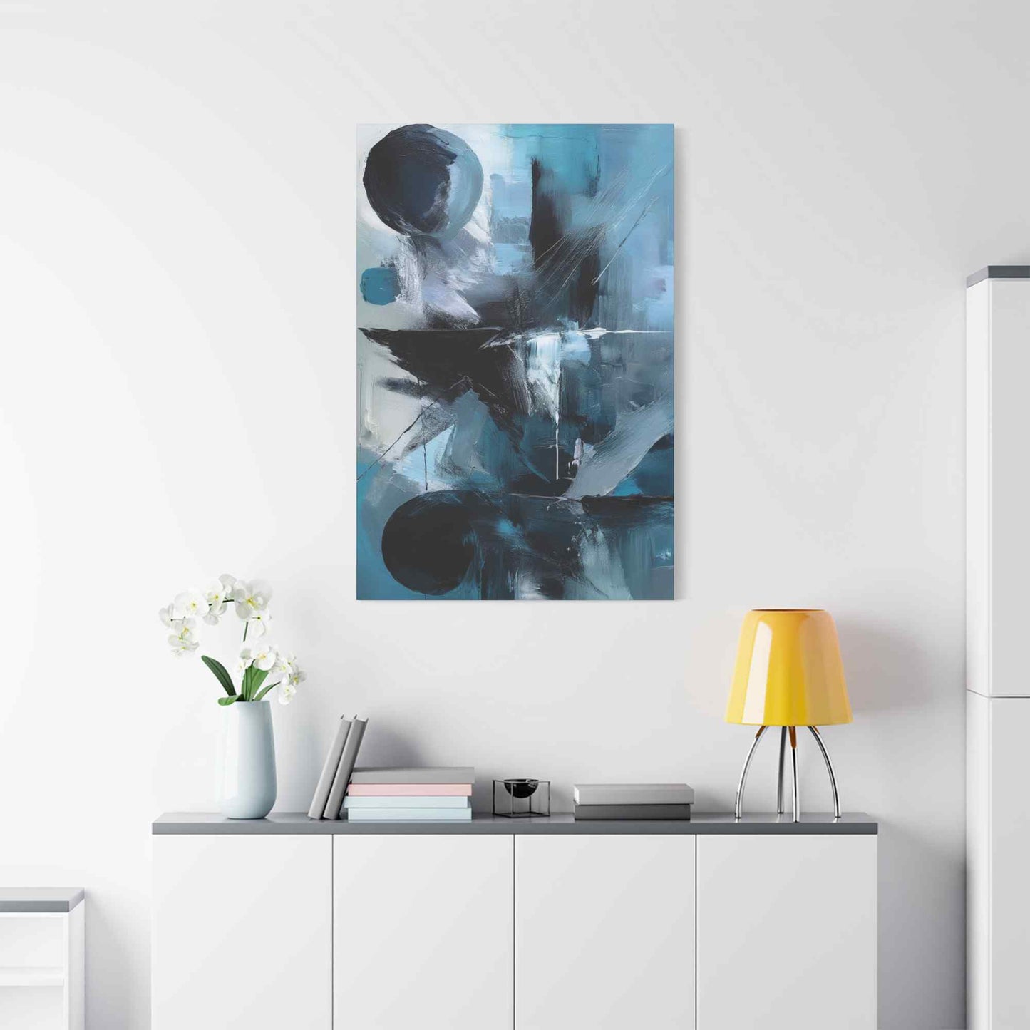 Blue Abstract Painting Print Canvas 20x24,20x30,24x30, 24x32,24x36,30x40, 32x48,36x48,40x60 Pine-Wood Inner Frame ABS-29