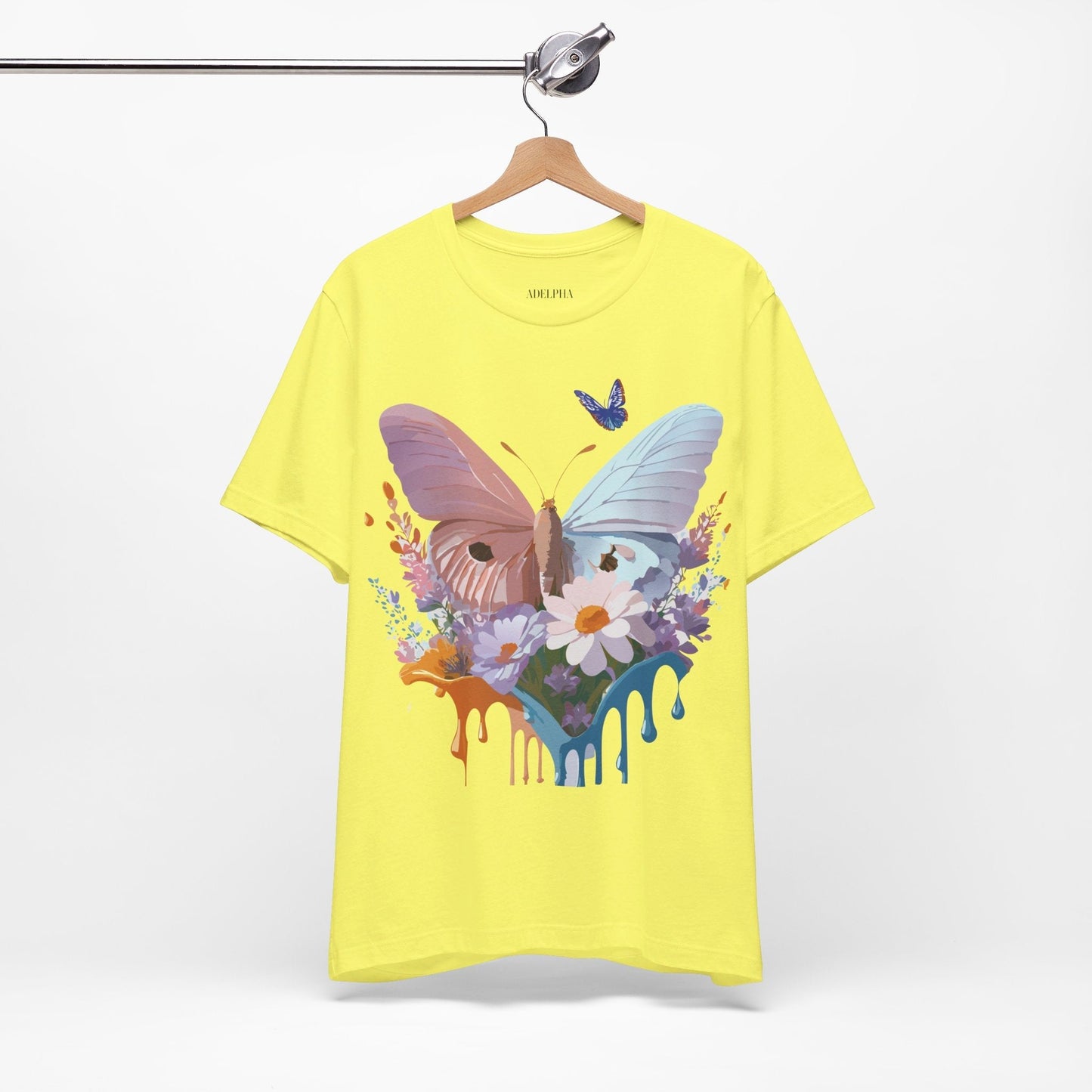 Butterfly Graphic Unisex 100 Cotton Lightweight Vintage Floral Design Jersey Tee 69