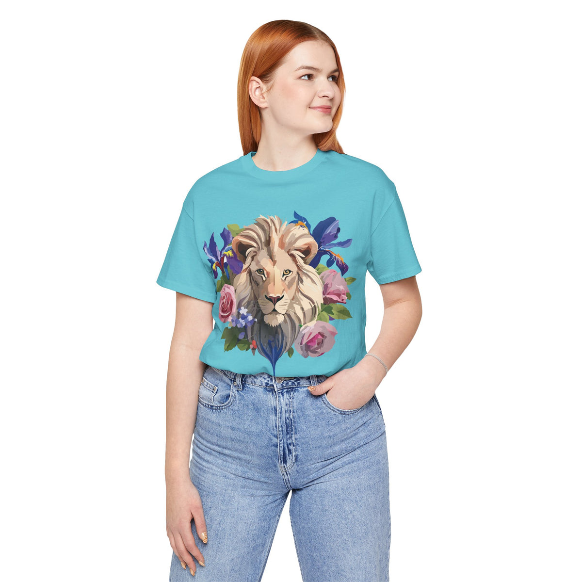 Lion Graphic Unisex Cotton Bella+Canvas Tee with Art Animal Design e319