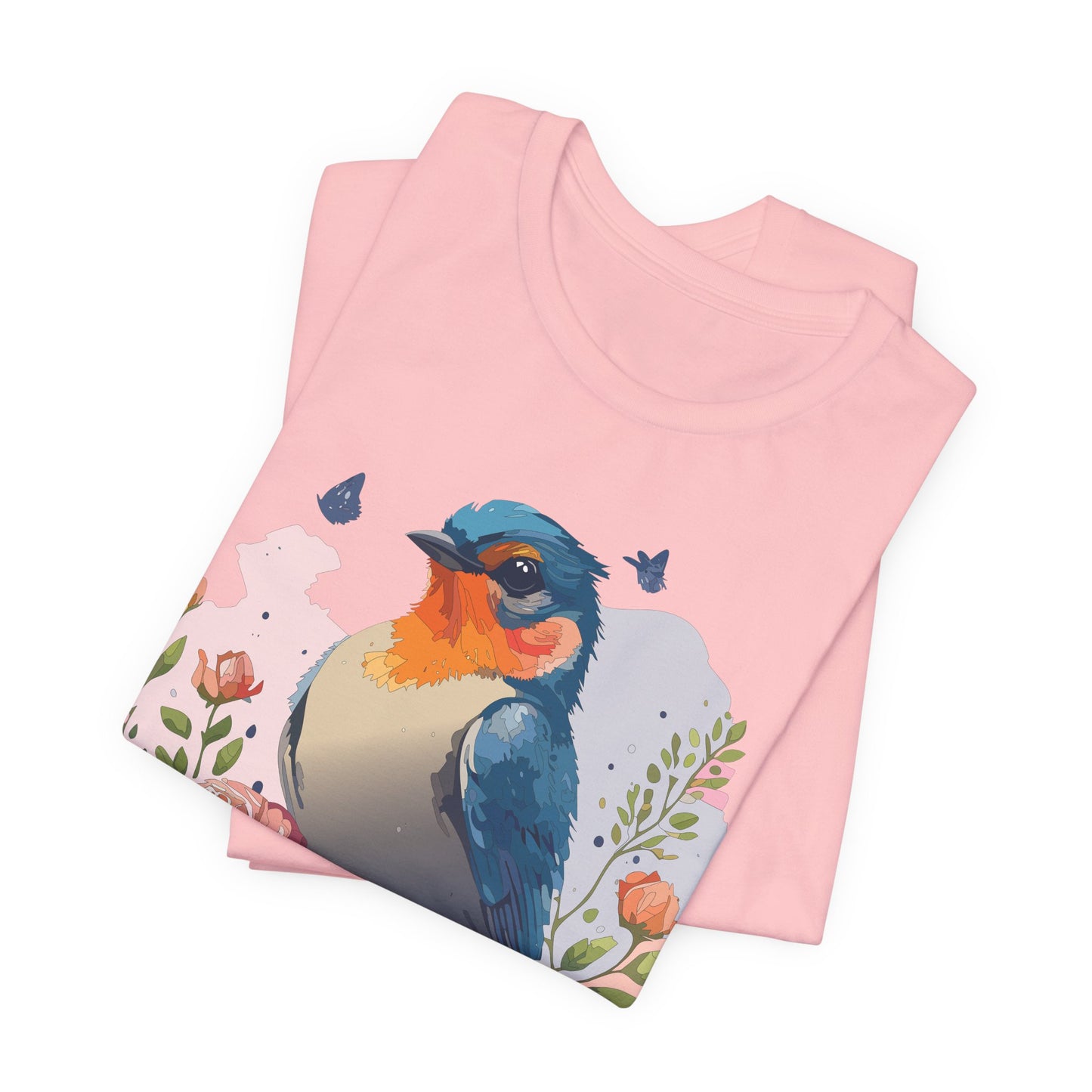 Floral Bird Tee, Animal Shirt, Bird Shirt, Floral Tee, Flower T-shirt, T-Shirt with Animal