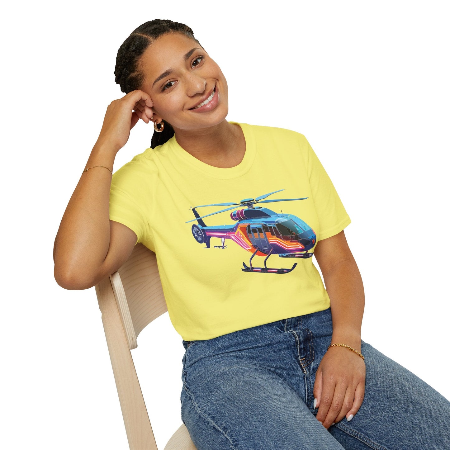 Chopper Helicopter T Shirt Unisex Softstyle 100 Percent Ring Spun Cotton Premium Tee