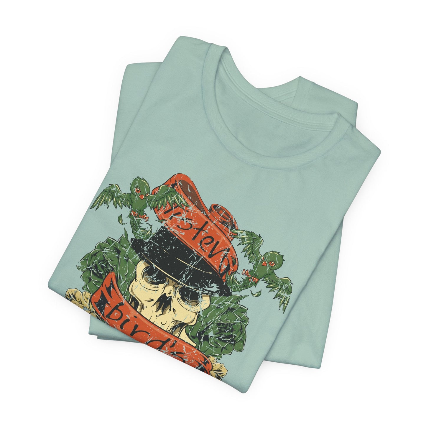 Skull Floral Tattoo Style Graphic Design Unisex Cotton T-Shirt Art-38
