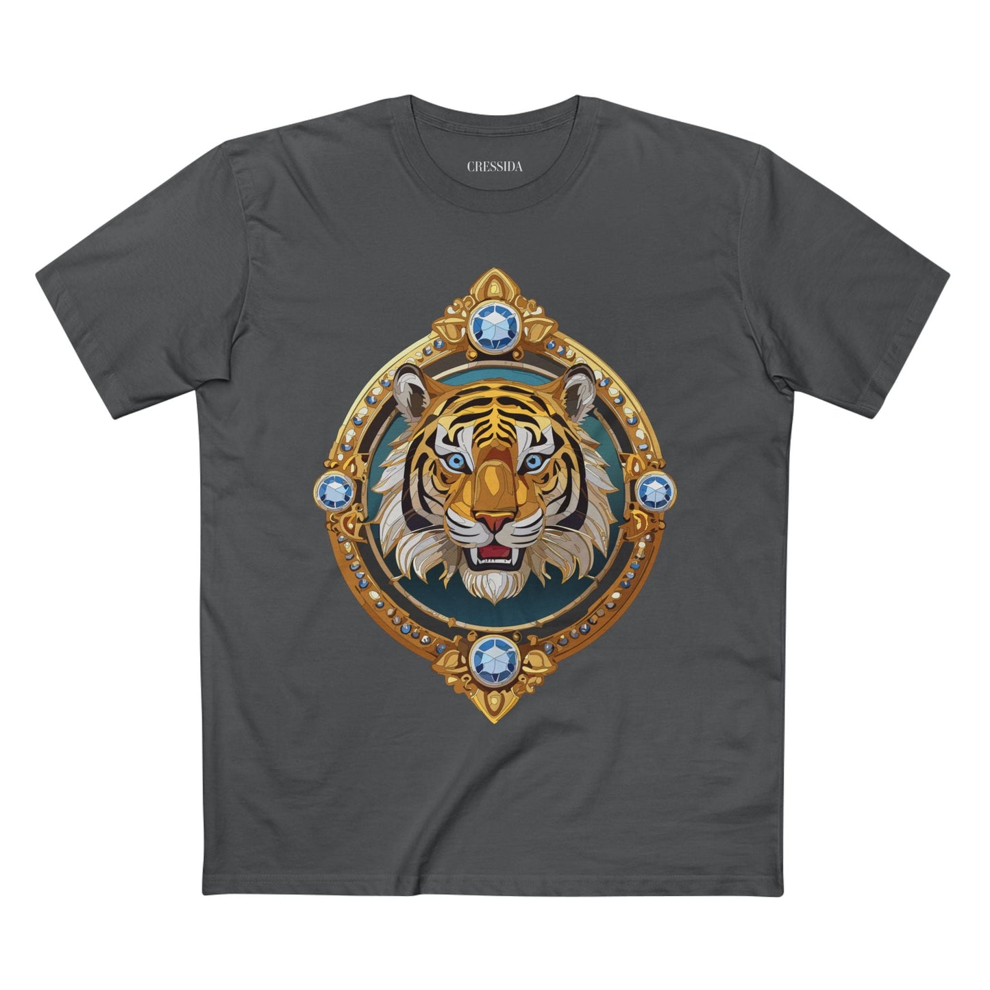 Tiger Graphic Unisex 100 Cotton Tee With Unique Animal Golden Medallion Art Design 6