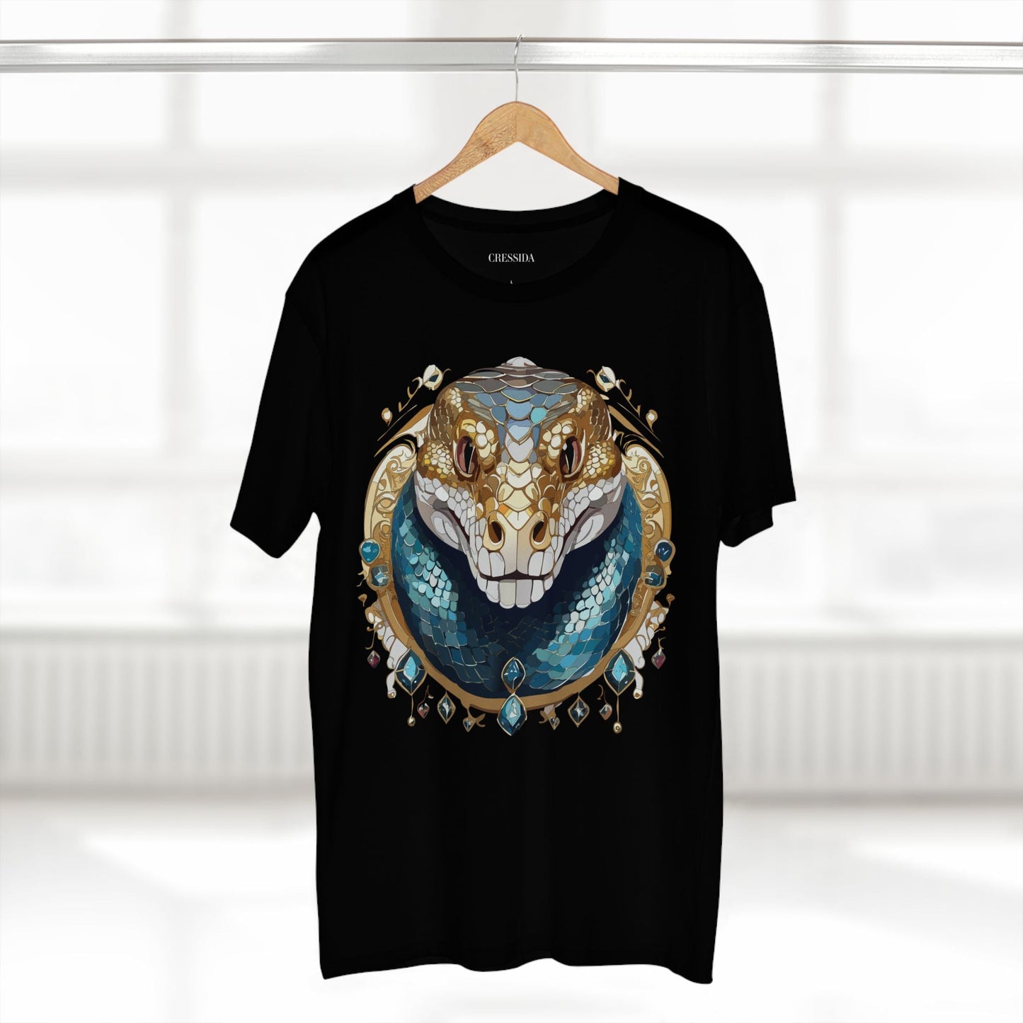 Snake Graphic Unisex 100 Cotton Tee With Unique Animal Golden Medallion Art Design 43