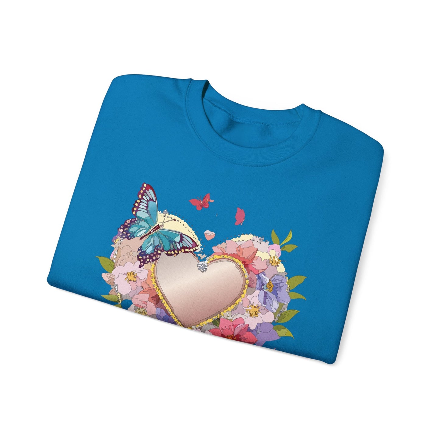Unisex Floral Heart Sweatshirt Floral Love Sweatshirt Valentines Day Sweatshirt Heart Floral Design