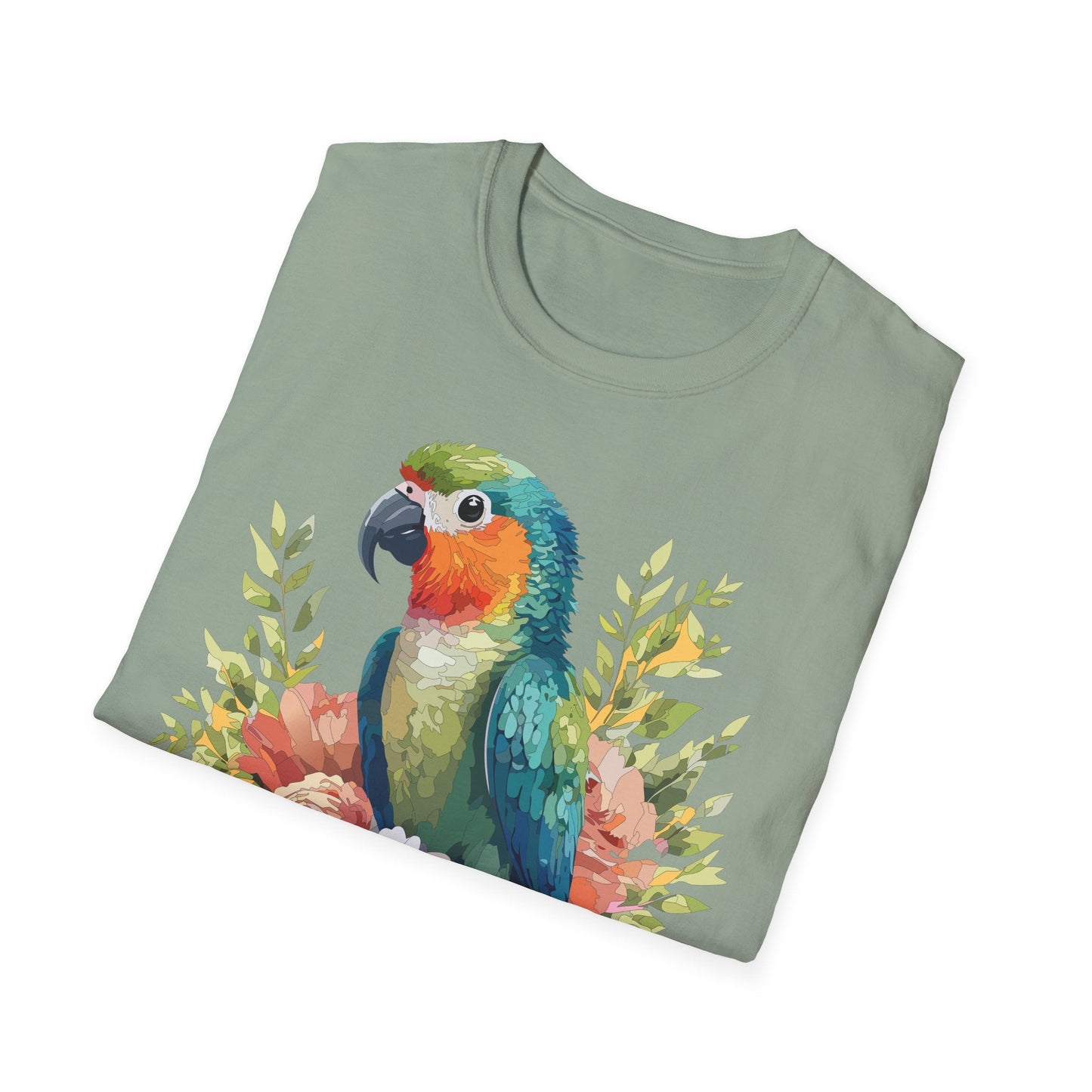Floral Bird T Shirt Unisex Softstyle Gildan 64000 Cotton Tee for Everyday Comfort