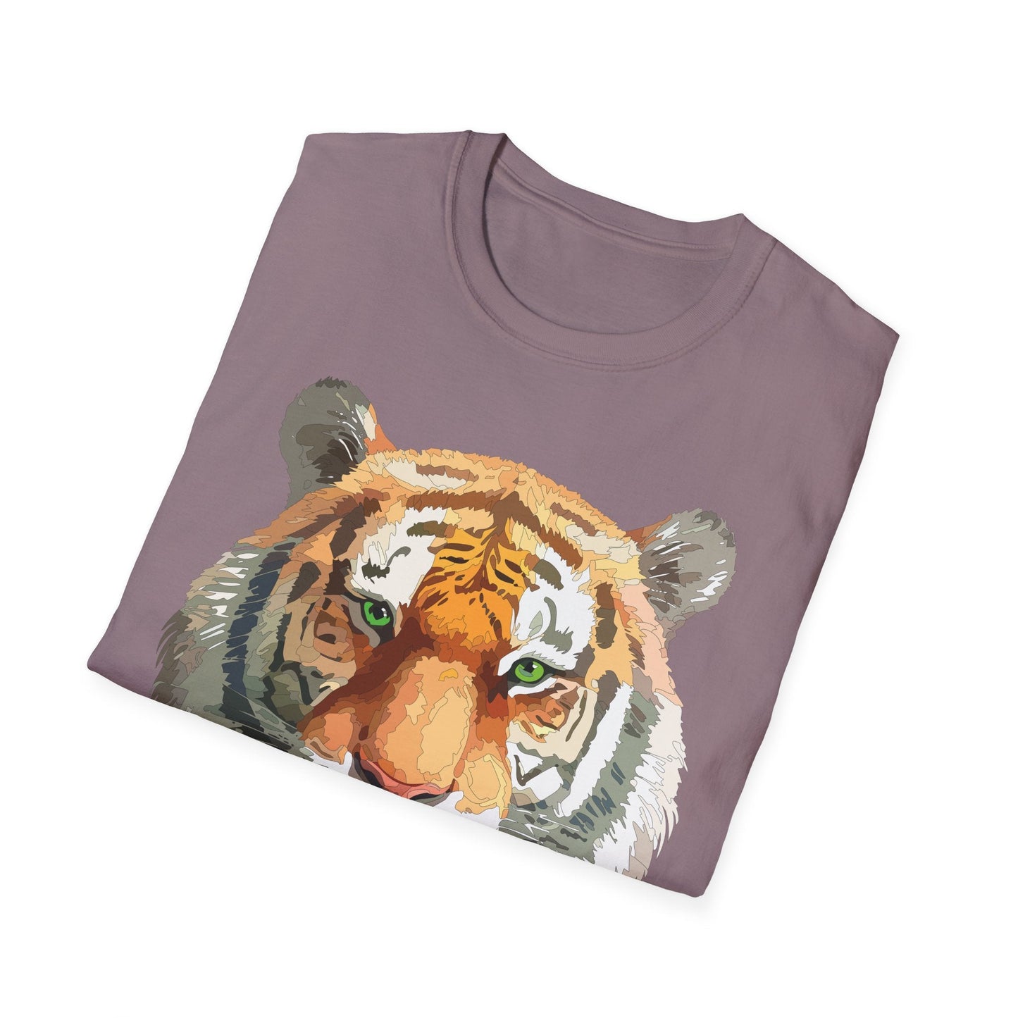 Tiger Print Shirt Unisex Animal Tee Gildan Softstyle 64000 Cotton Comfort