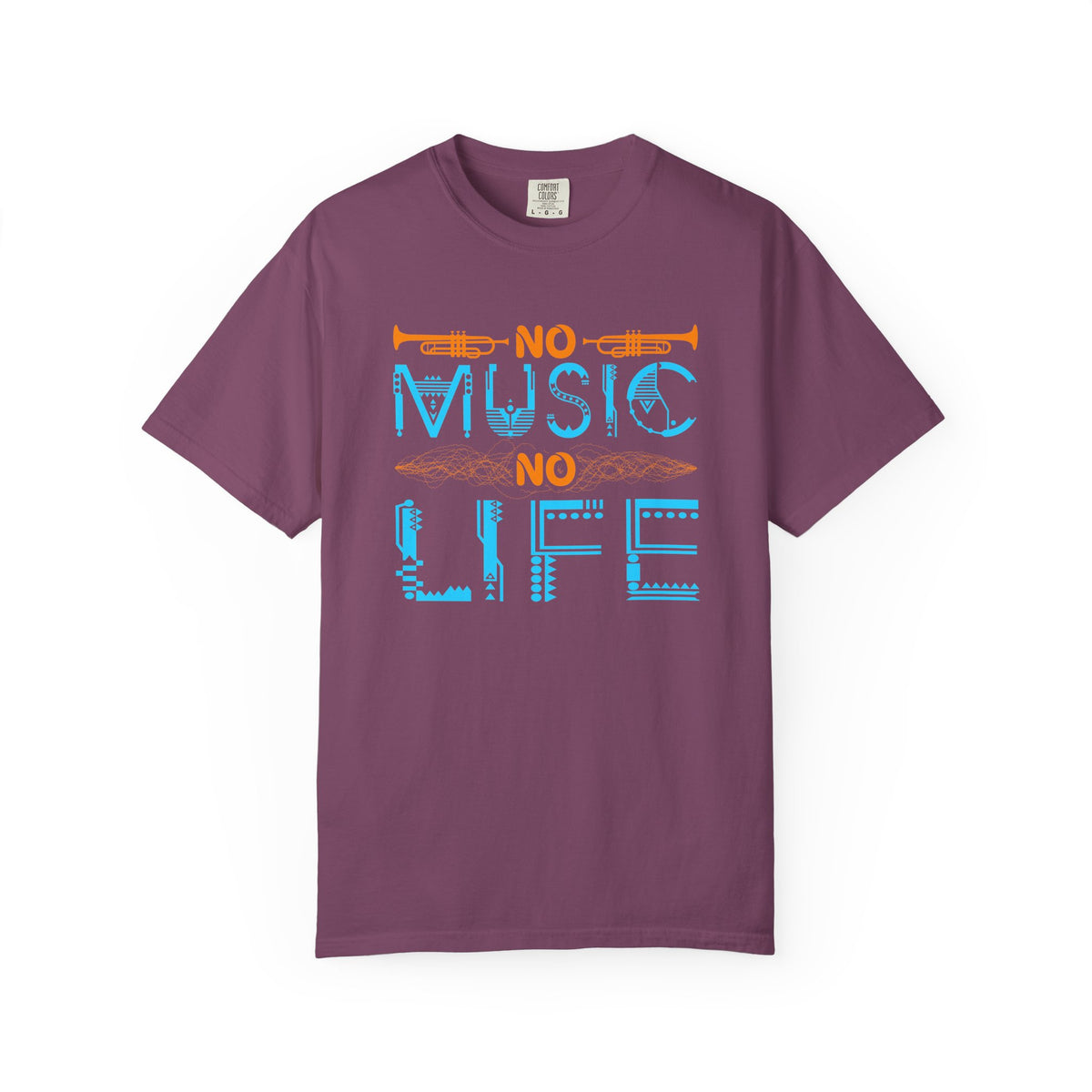 No Music No Life T-shirt Musical Instruments Typography Unisex Cotton Tee 077
