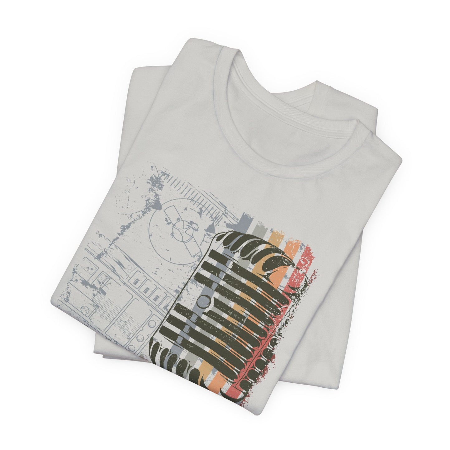 Retro Microphone Graphic Unisex Cotton T-Shirt r9