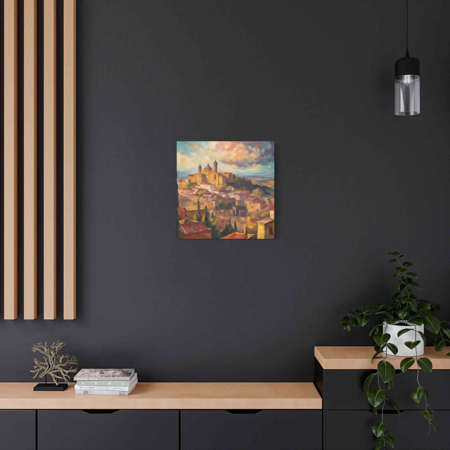 Spanish City Print Canvas, Oil Paint Print 20x20, 24x24, 30x30, 32x32, 36x36 Art Design Print Pine-Wood Inner Frame MC-58