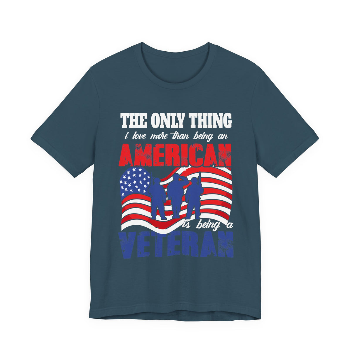 American Veteran silhouette flag T-Shirt Patriotic Veteran Unisex Cotton Tee v8