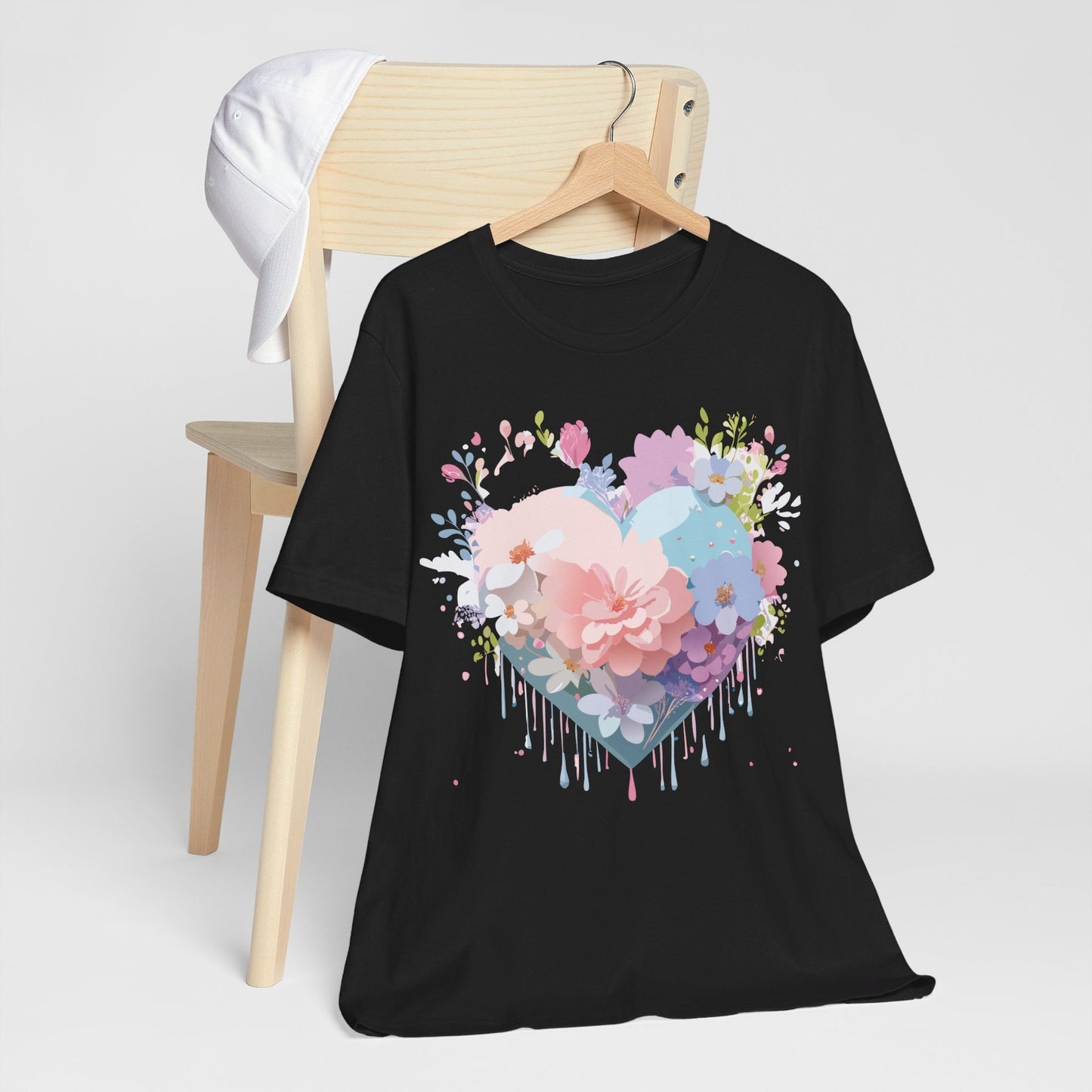 Valentine Day Graphic Unisex 100 Cotton Vintage Artwork with Love and Flower Design Tee 32