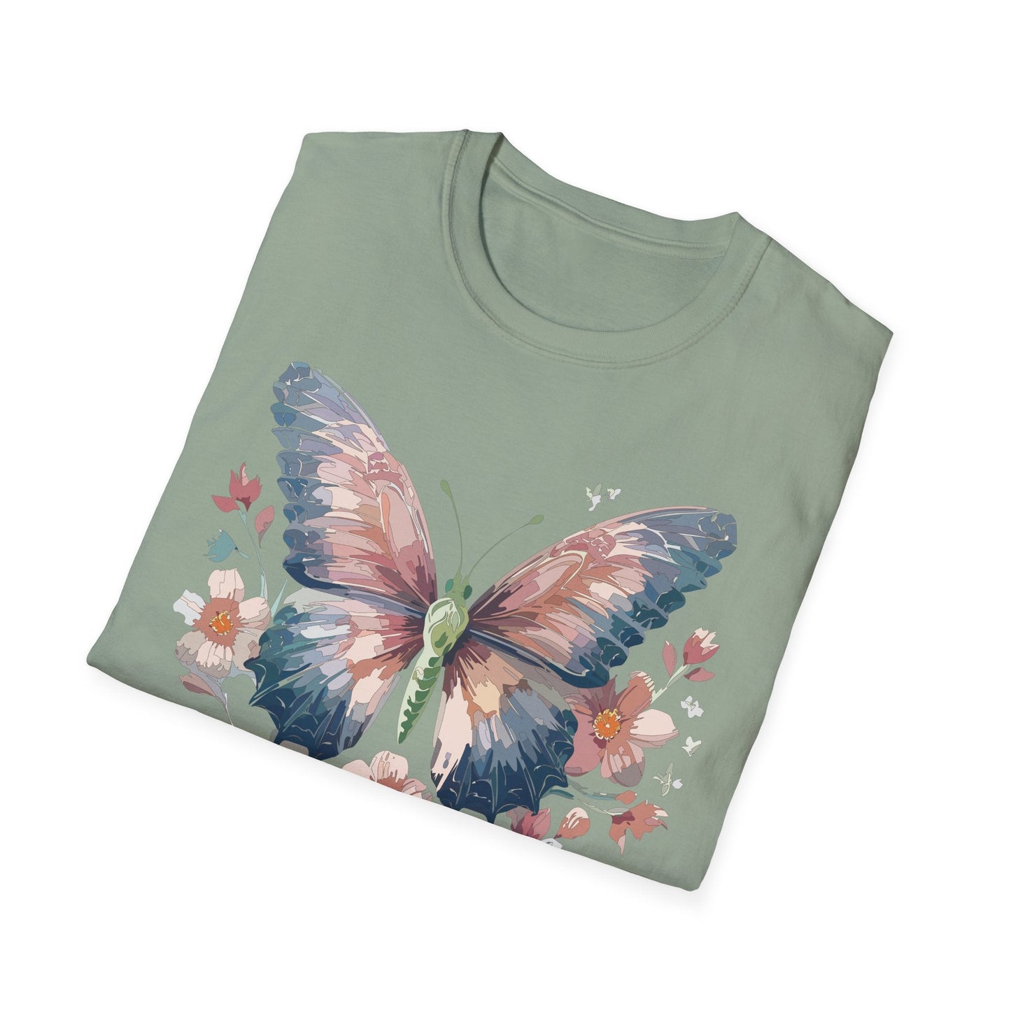 Butterfly Print T Shirt Monarch Unisex Gildan Softstyle 64000 Cotton Tee For Everyday Comfort