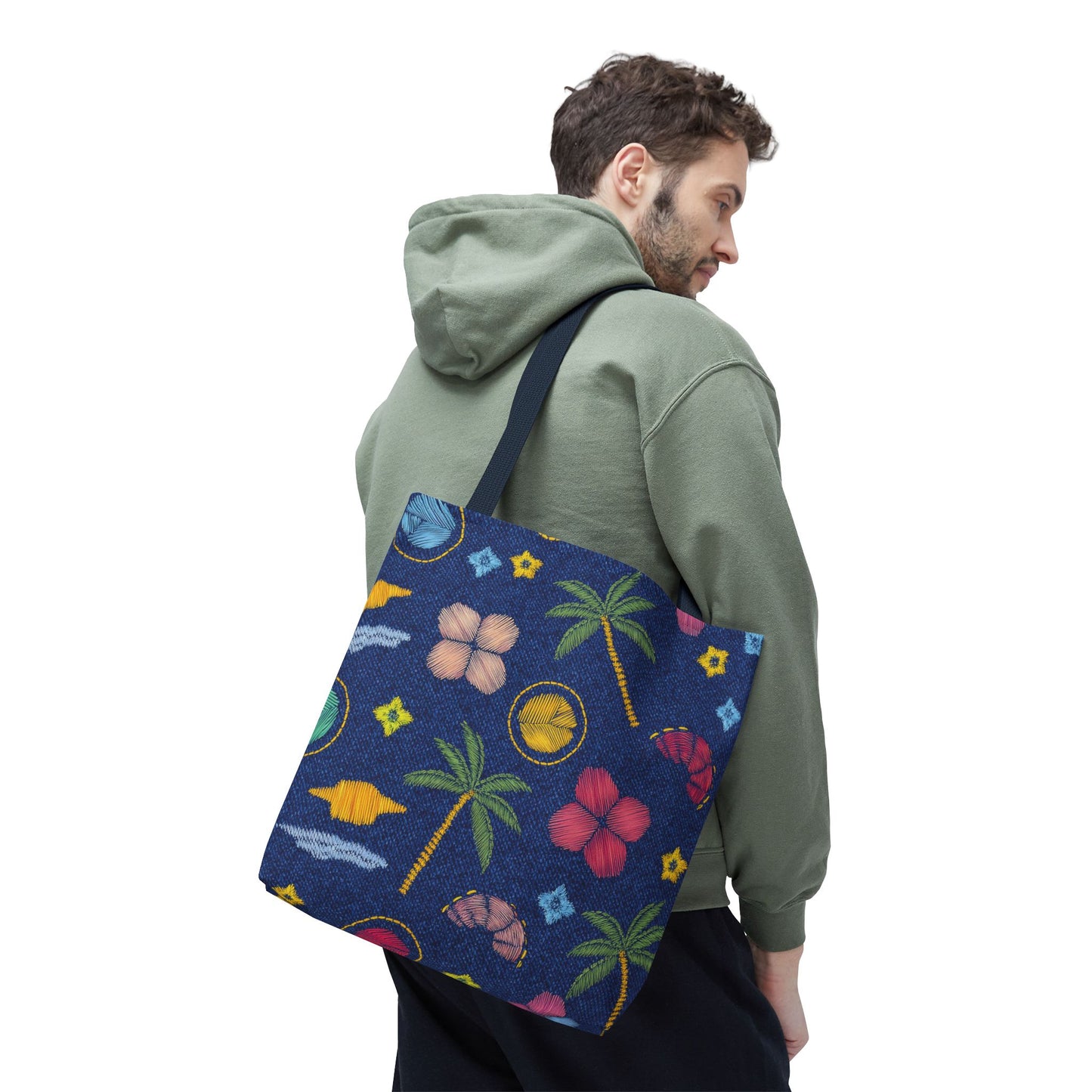 Denim Fabric Imitation Print Unisex Canvas Bag Poly Spun 3 Sizes Tote Bag 182-7
