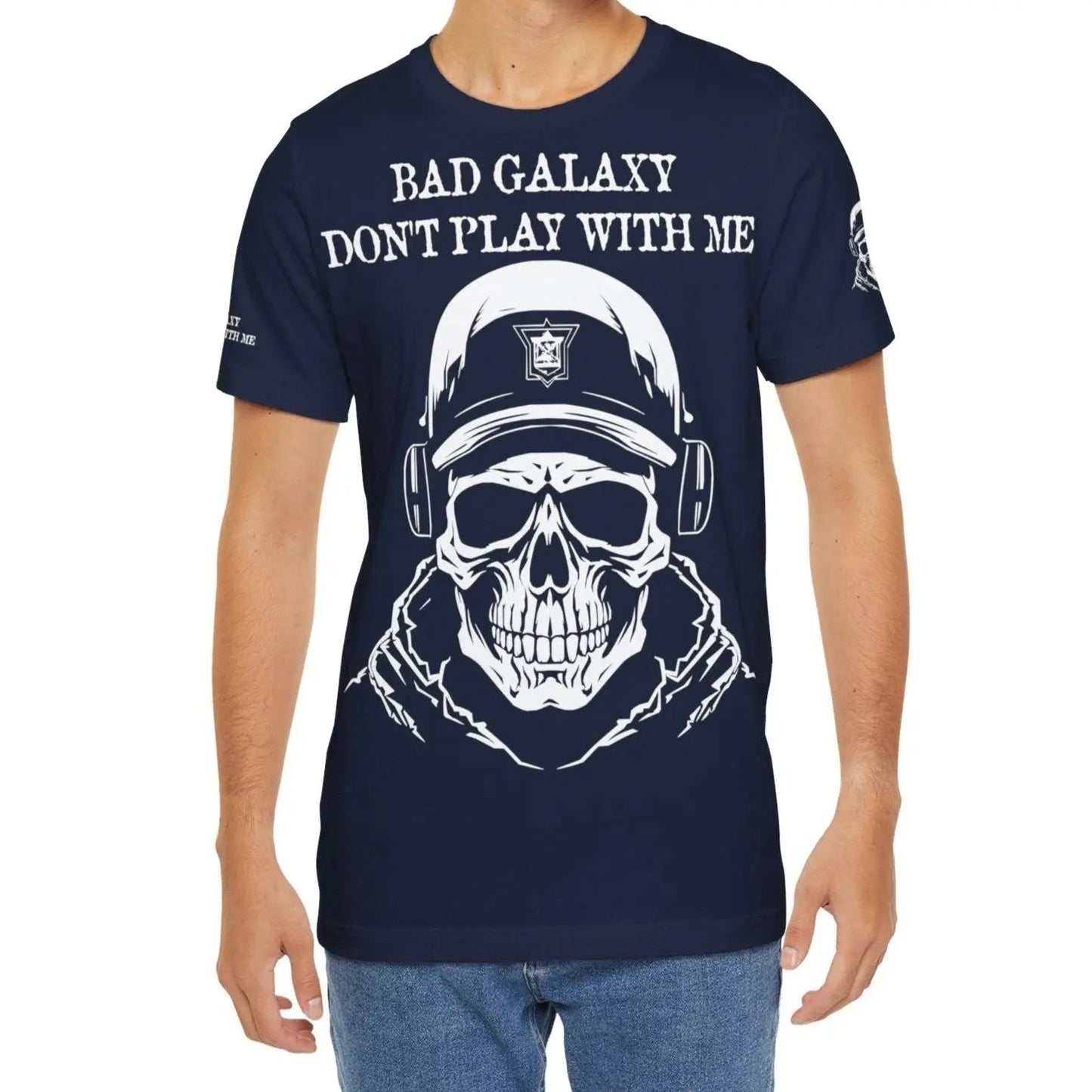 Bad Galaxy Skull T Shirt Made To Order 100 Percent Cotton Eco Friendly Inks USA Designed