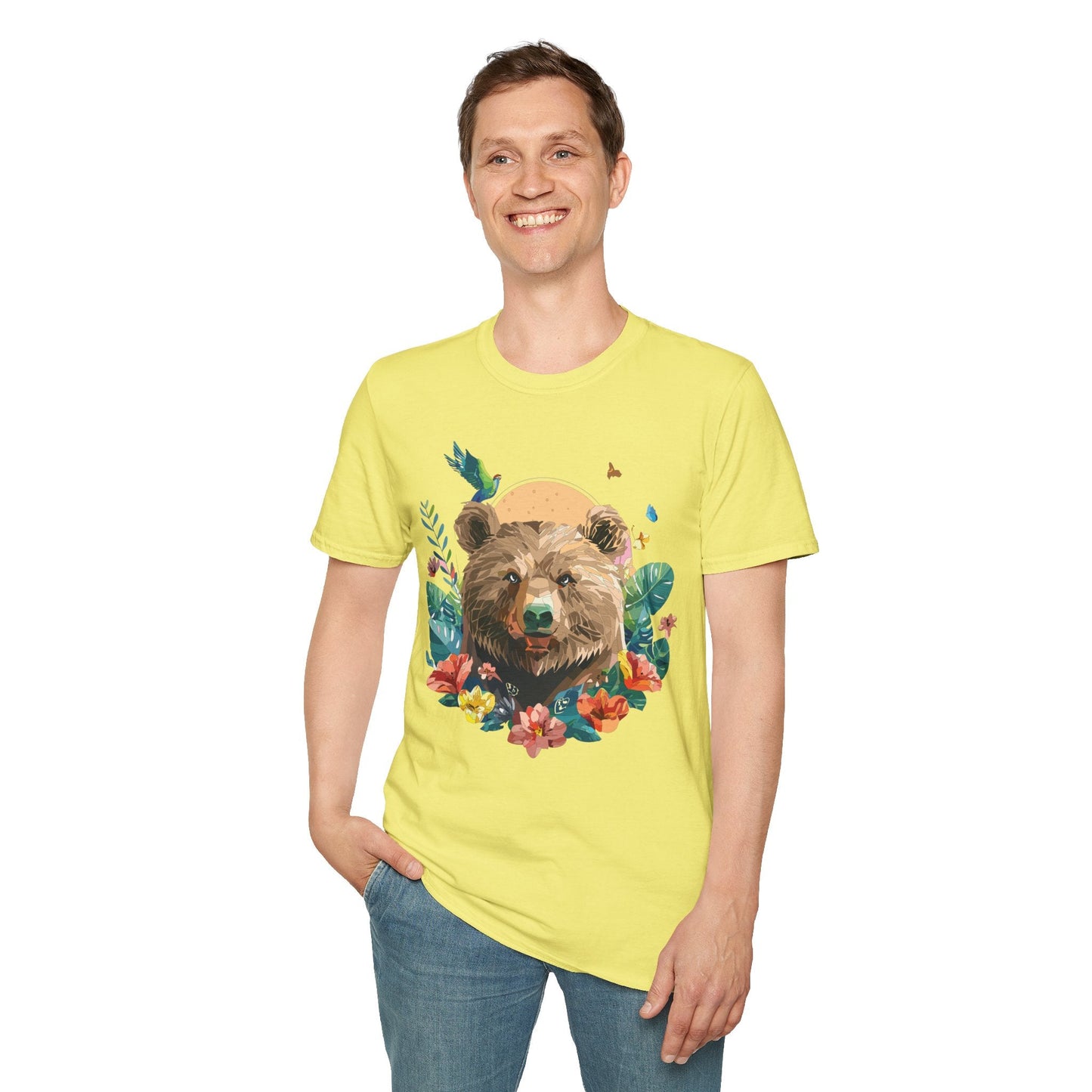 Bear T Shirt Unisex Graphic Tee Bear Lover Gift 100 Percent Ring Spun Cotton Softstyle 64000 Gildan