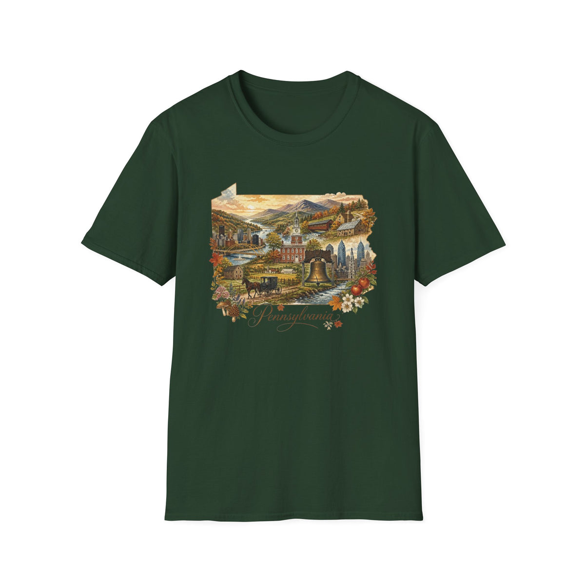 Pennsylvania State Travel Tourist Graphic Design Unisex 100 Cotton Gildan T-Shirt
