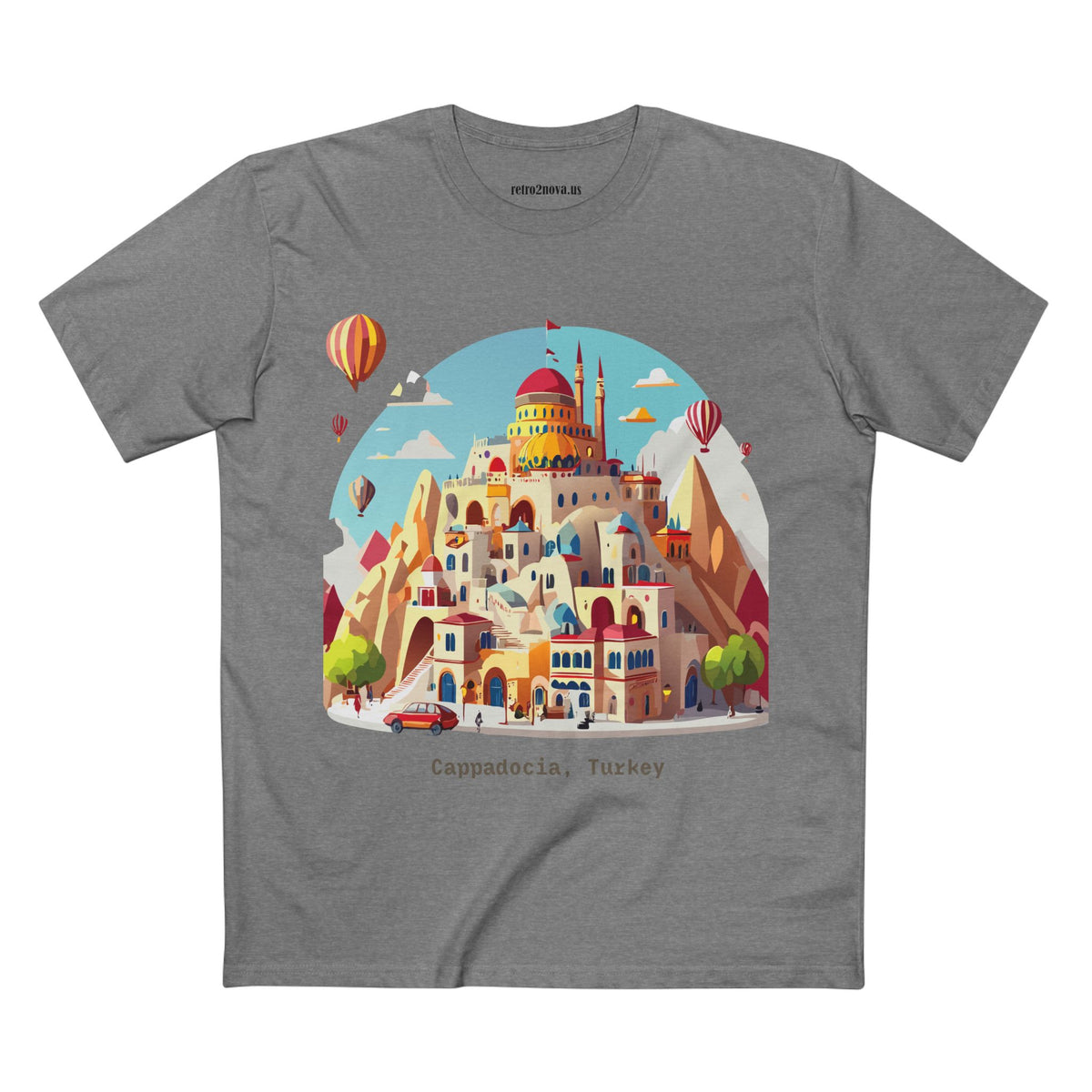Cappadocia Cartoon Landscape T-Shirt | Turkey Hot Air Balloons