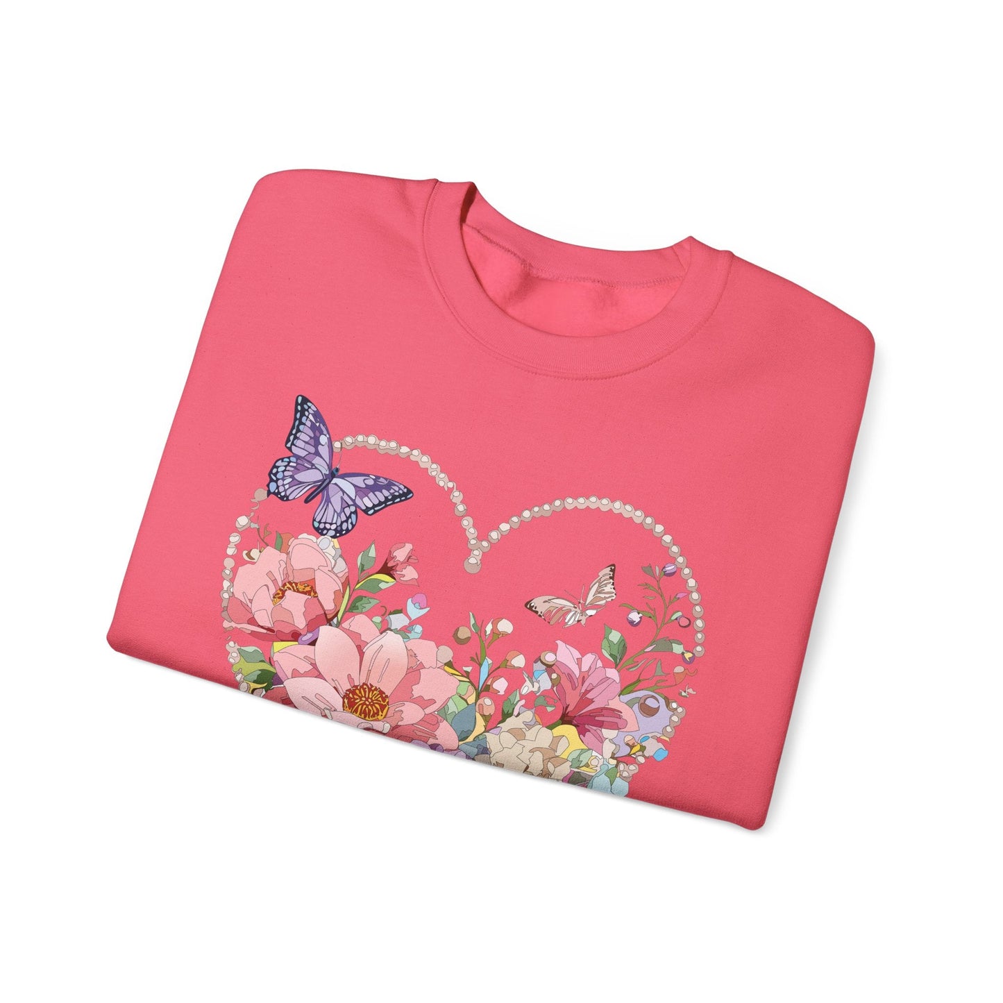 Floral Heart Sweatshirt Unisex Floral Love Crewneck Heavy Blend Gift For Valentine Day Cold Weather