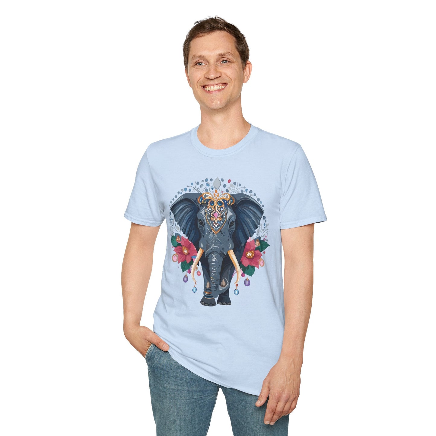 Elephant Graphic T Shirt Unisex Cotton Tee Softstyle Gildan 64000 Elephant Design