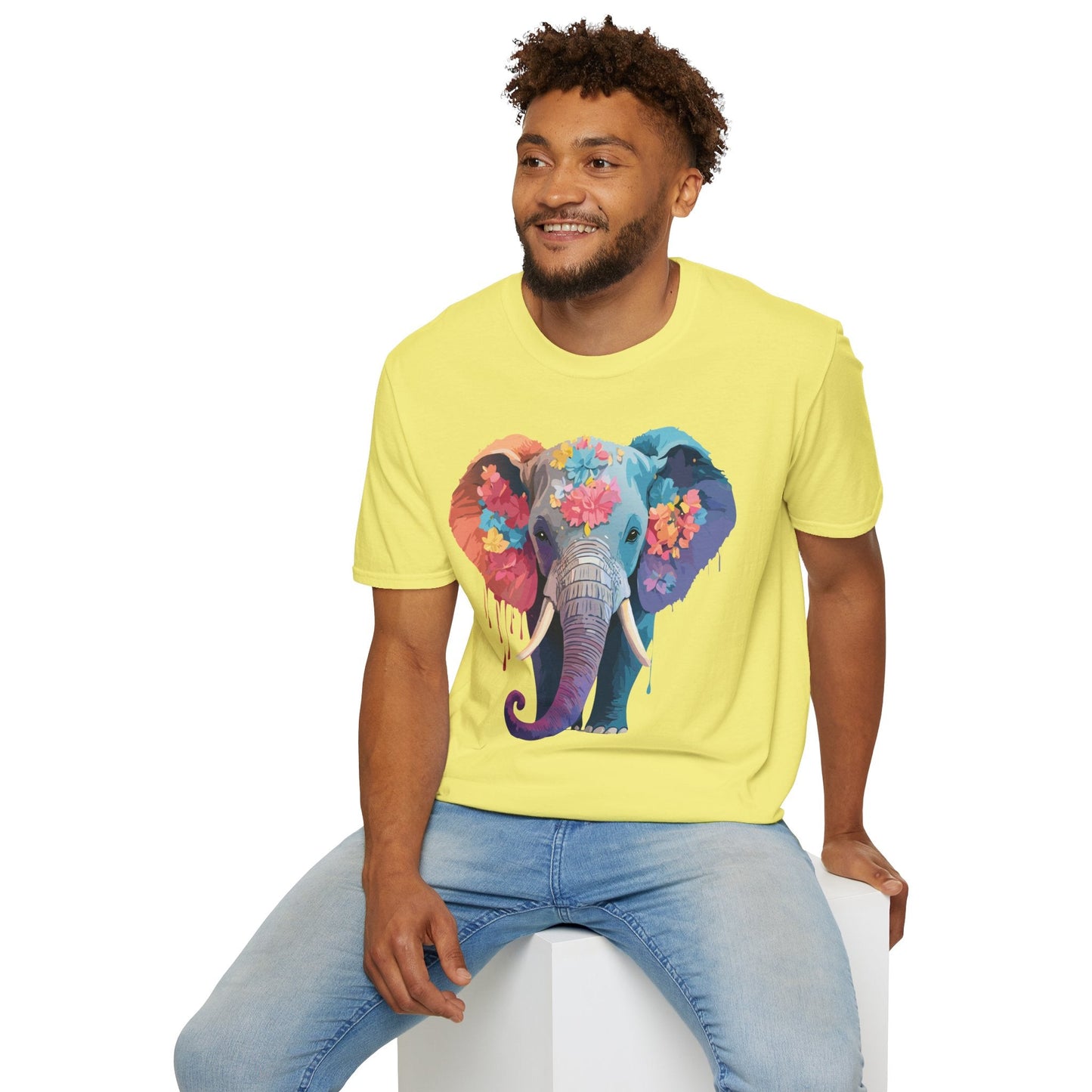 Unisex Elephant T Shirt Gildan SoftStyle 64000 100 Percent Ring Spun Cotton Tee Shirt