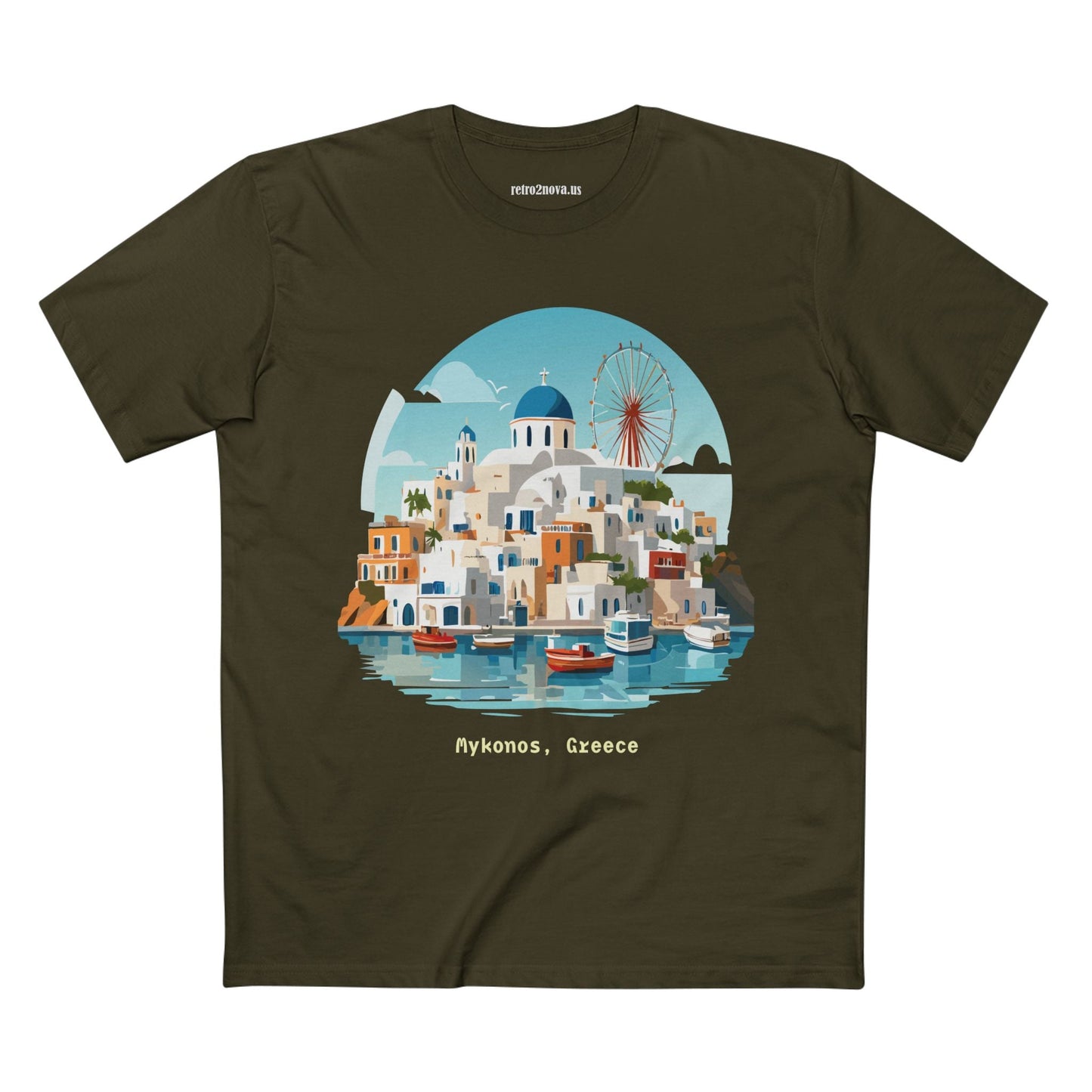 Unisex Greece Travel Shirt With Original Art Design Premium Cotton Tee Retro2Nova