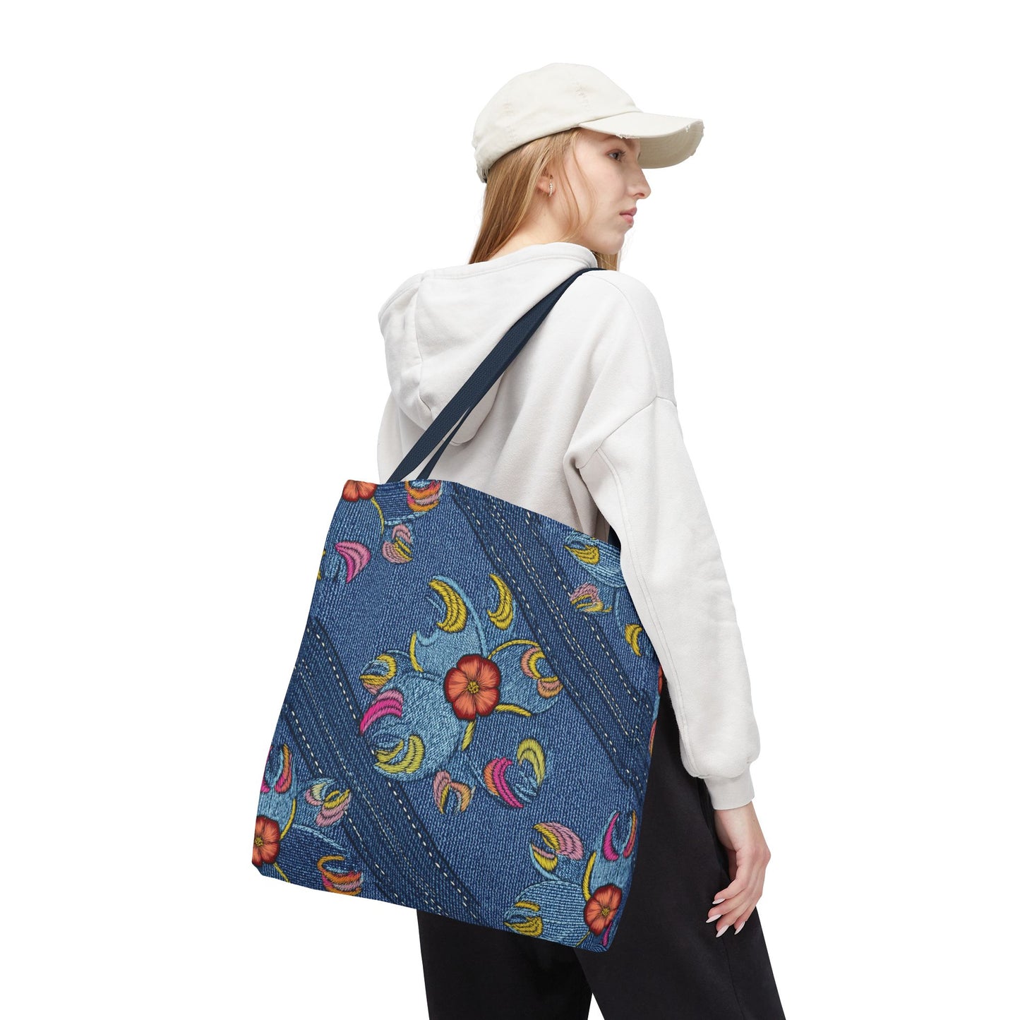 Denim Fabric Imitation Print Unisex Canvas Bag Poly Spun 3 Sizes Tote Bag 161